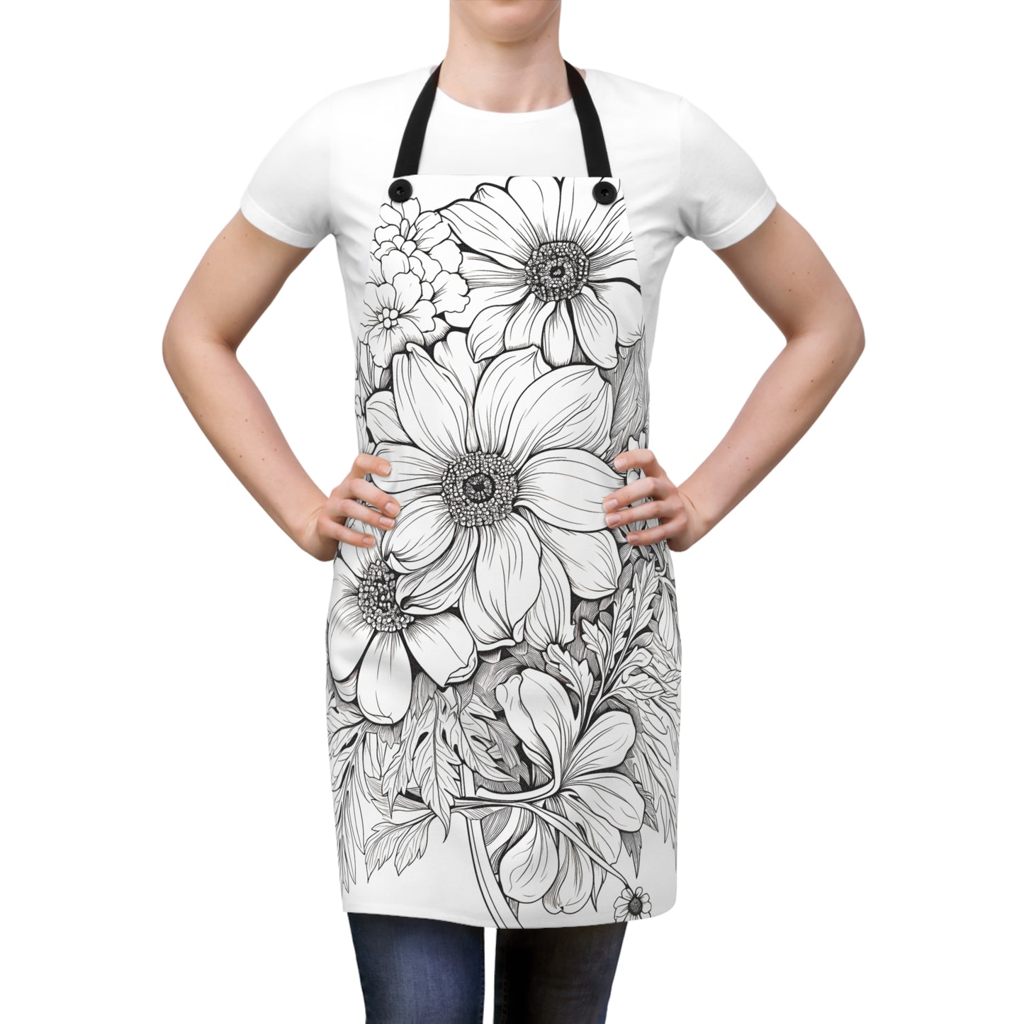 Apron Coloring Kit with 10 Fabric Markers - Floral Arrangement