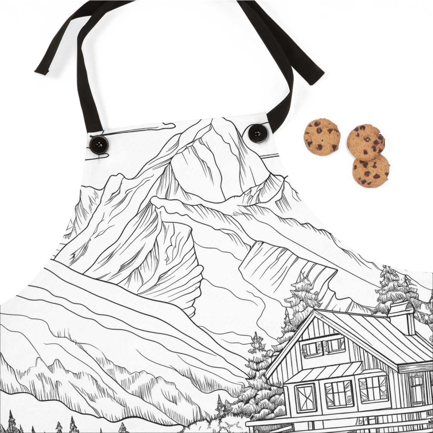 Apron Coloring Kit with 10 Fabric Markers - Mountain Scene