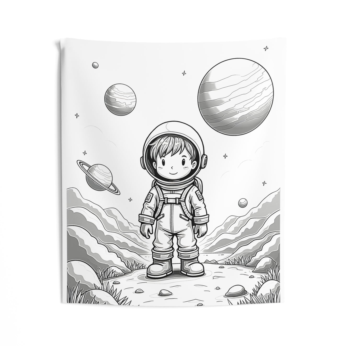 Indoor Wall Tapestries Coloring Kit with 10 Fabric Markers - Astronaut