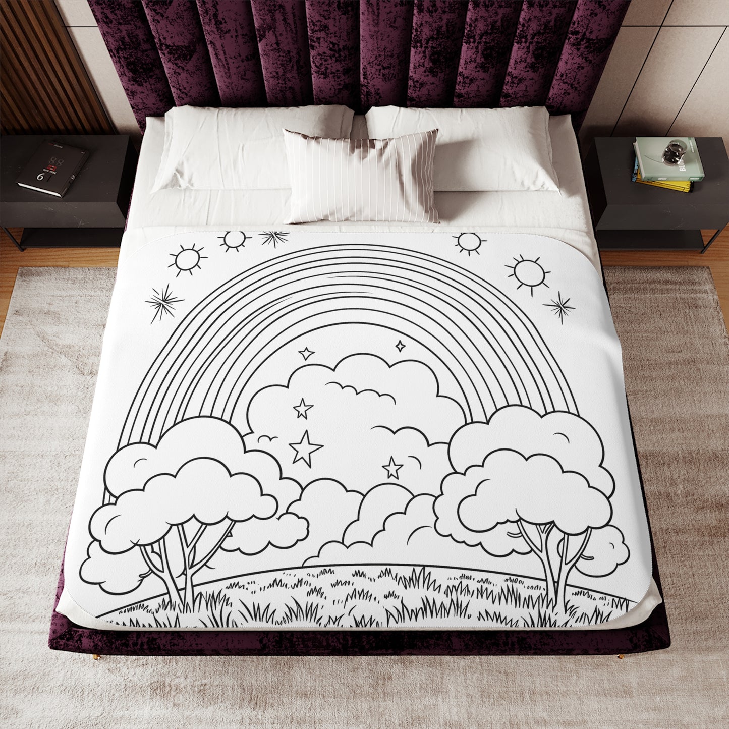 Blanket Coloring Kit with 10 Fabric Markers - Rainbow and Clouds