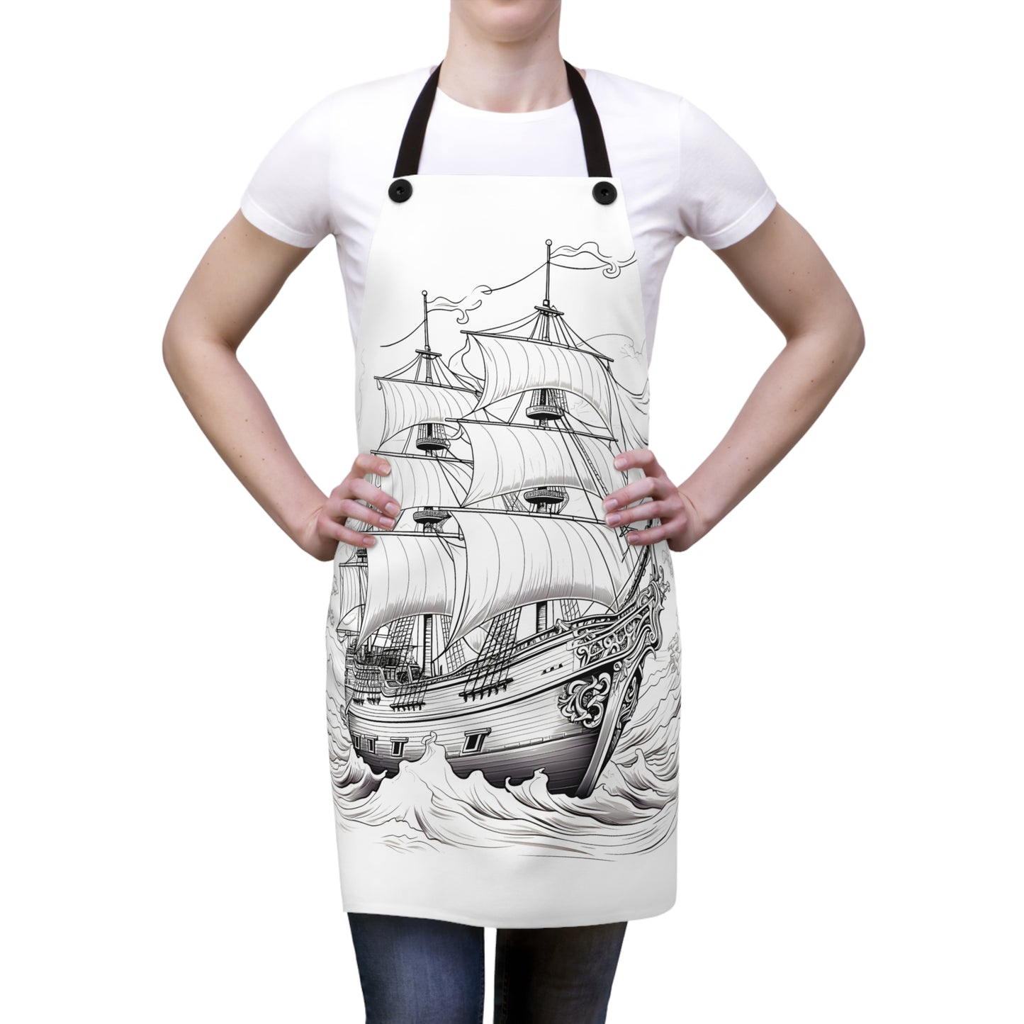 Apron Coloring Kit with 10 Fabric Markers - Pirate Ship