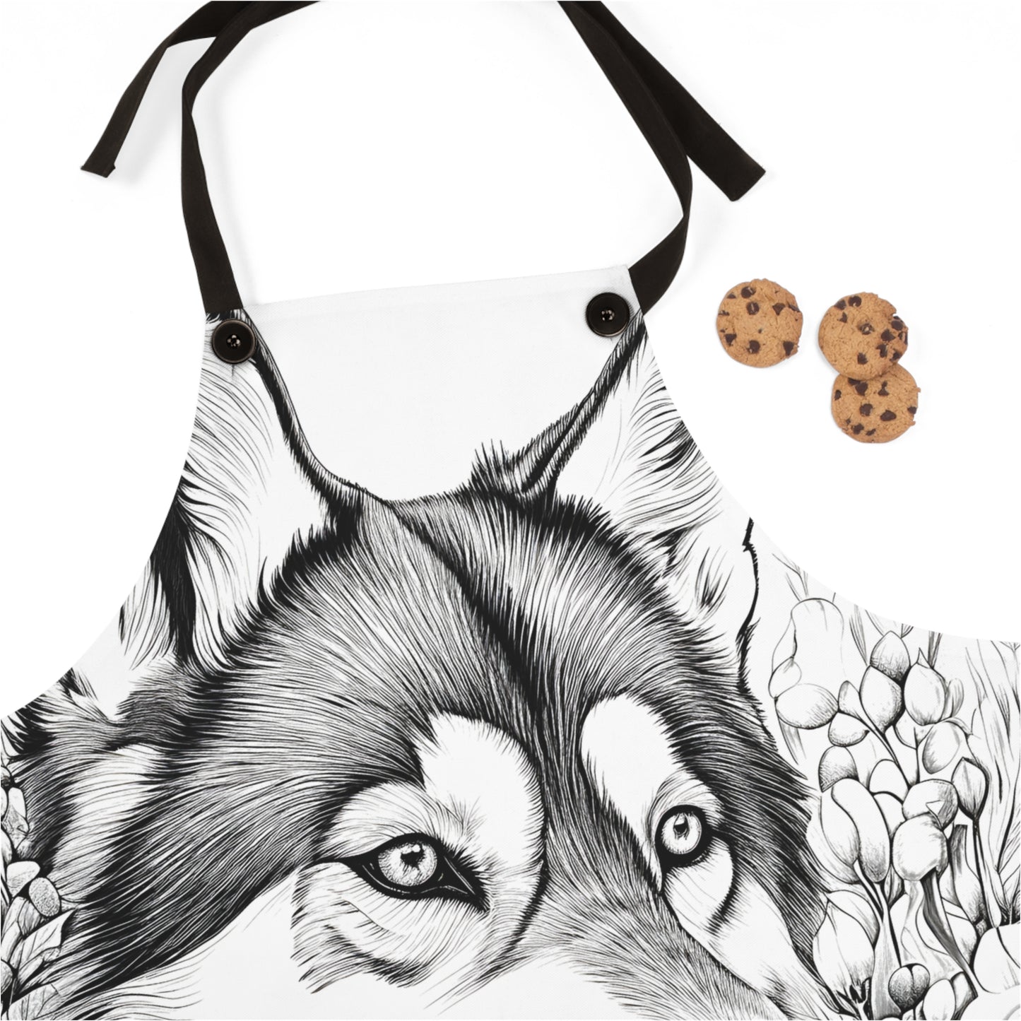 Apron Coloring Kit with 10 Fabric Markers - Wolf amidst Nature