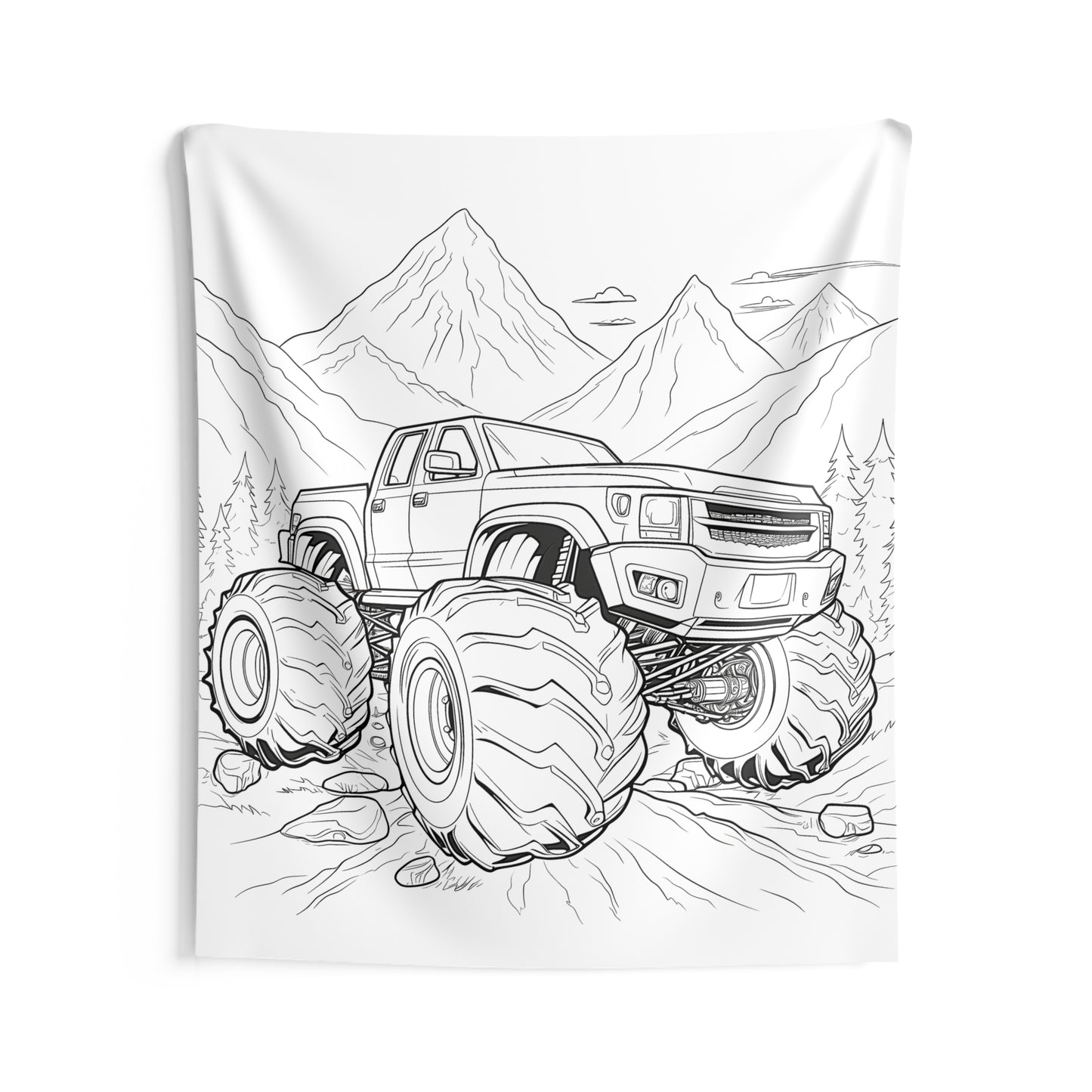Indoor Wall Tapestries Coloring Kit with 10 Fabric Markers - Off-Road Adventure