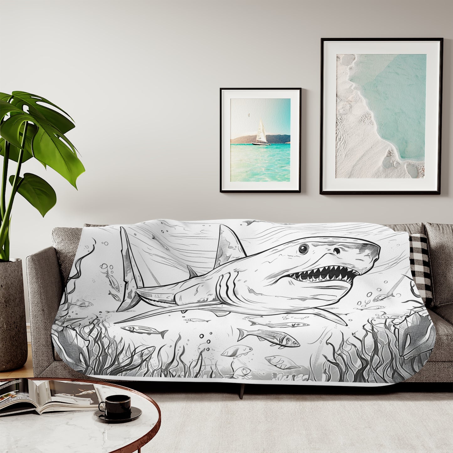 Blanket Coloring Kit with 10 Fabric Markers - Sharks