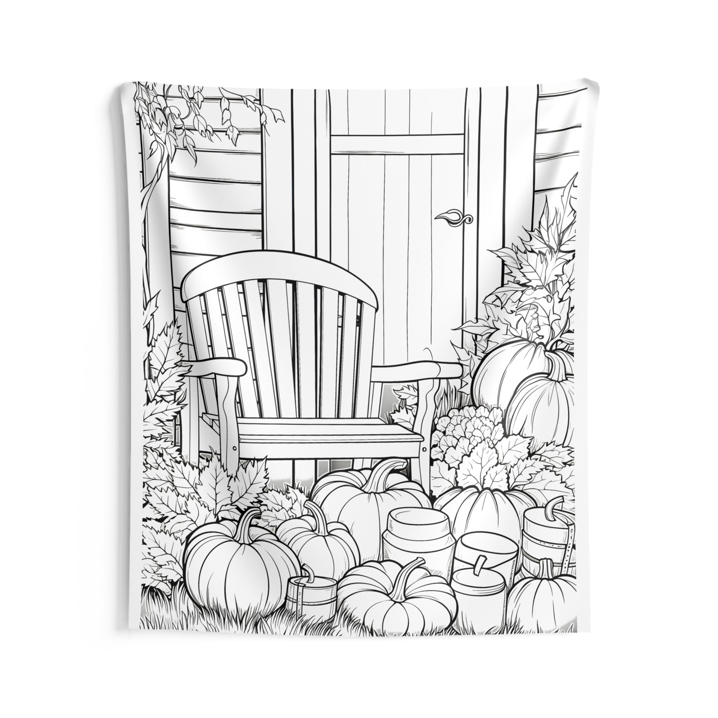 Indoor Wall Tapestries Coloring Kit with 10 Fabric Markers - Pumpkin Patch