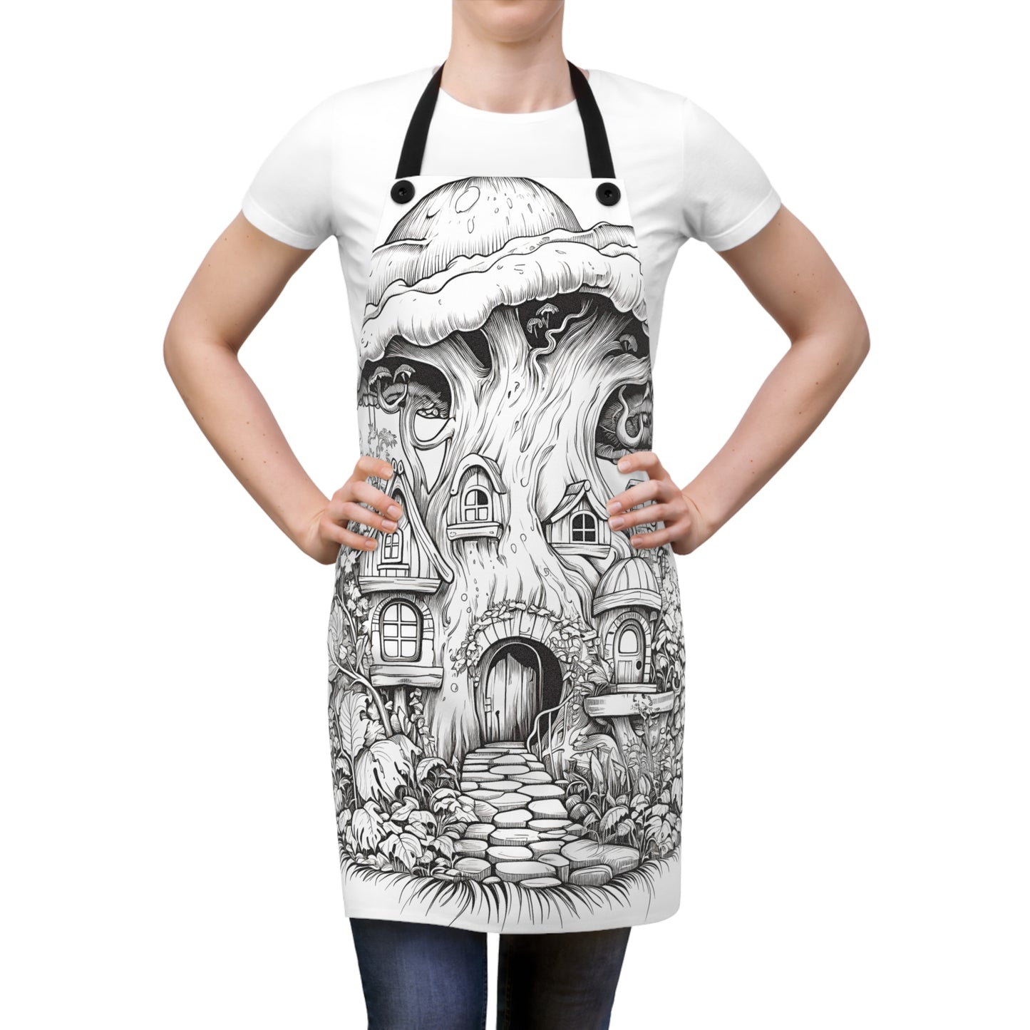 Apron Coloring Kit with 10 Fabric Markers - Mushroom House