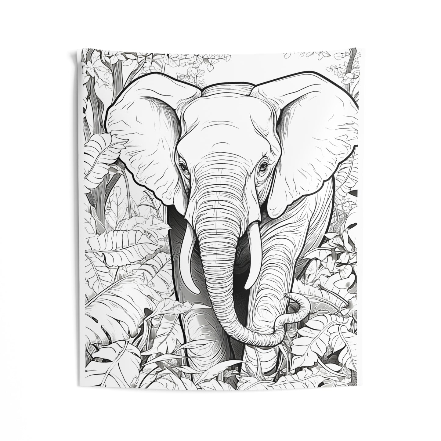 Indoor Wall Tapestries Coloring Kit with 10 Fabric Markers - Jungle Elephant