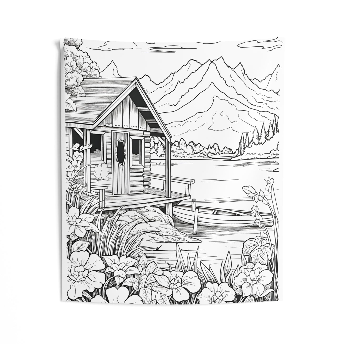 Indoor Wall Tapestries Coloring Kit with 10 Fabric Markers - Mountain Retreat