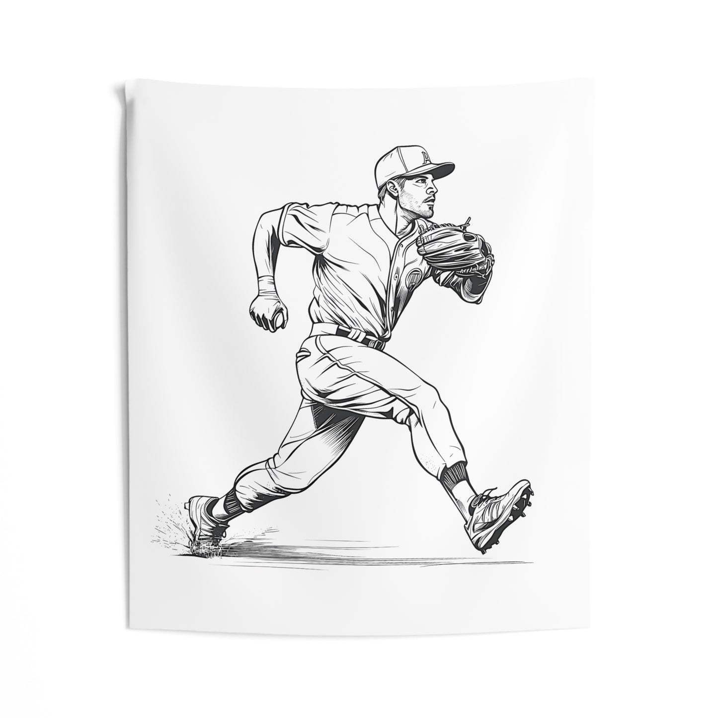 Indoor Wall Tapestries Coloring Kit with 10 Fabric Markers - Baseball Player