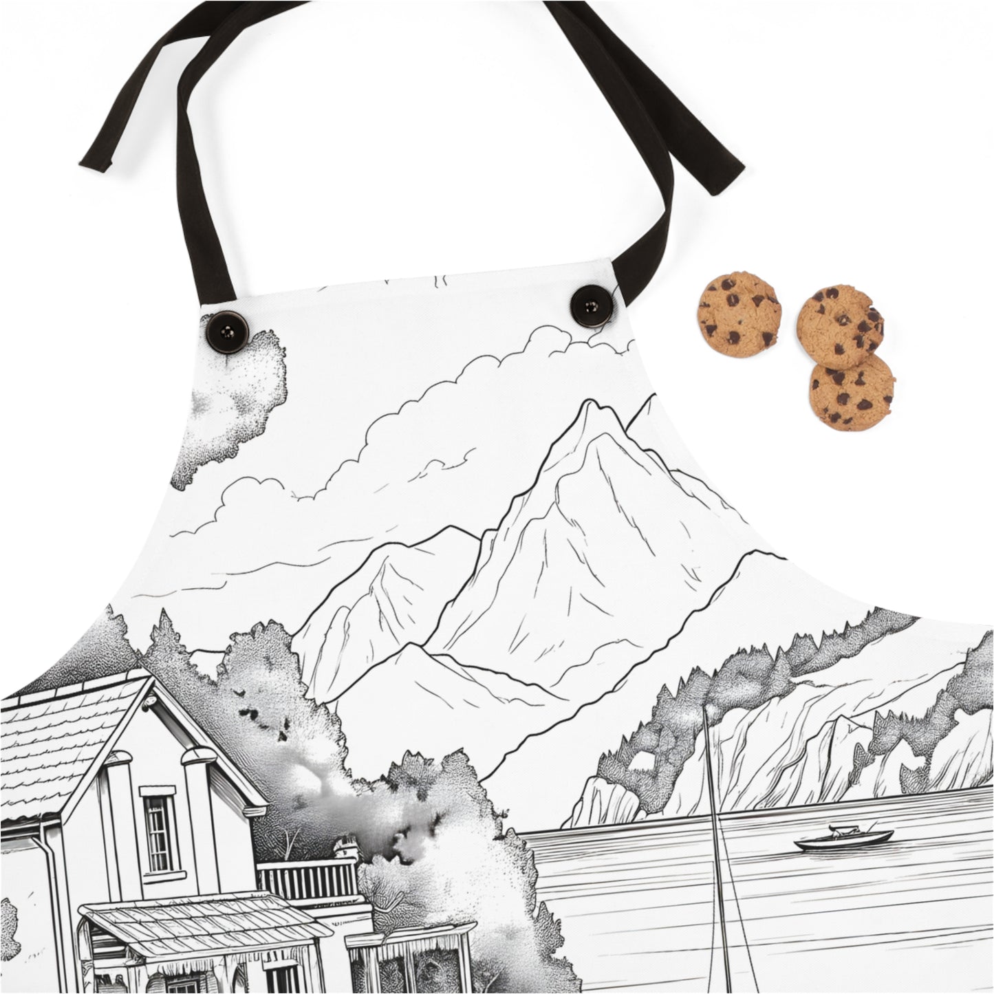 Apron Coloring Kit with 10 Fabric Markers - Lakeside Scenery