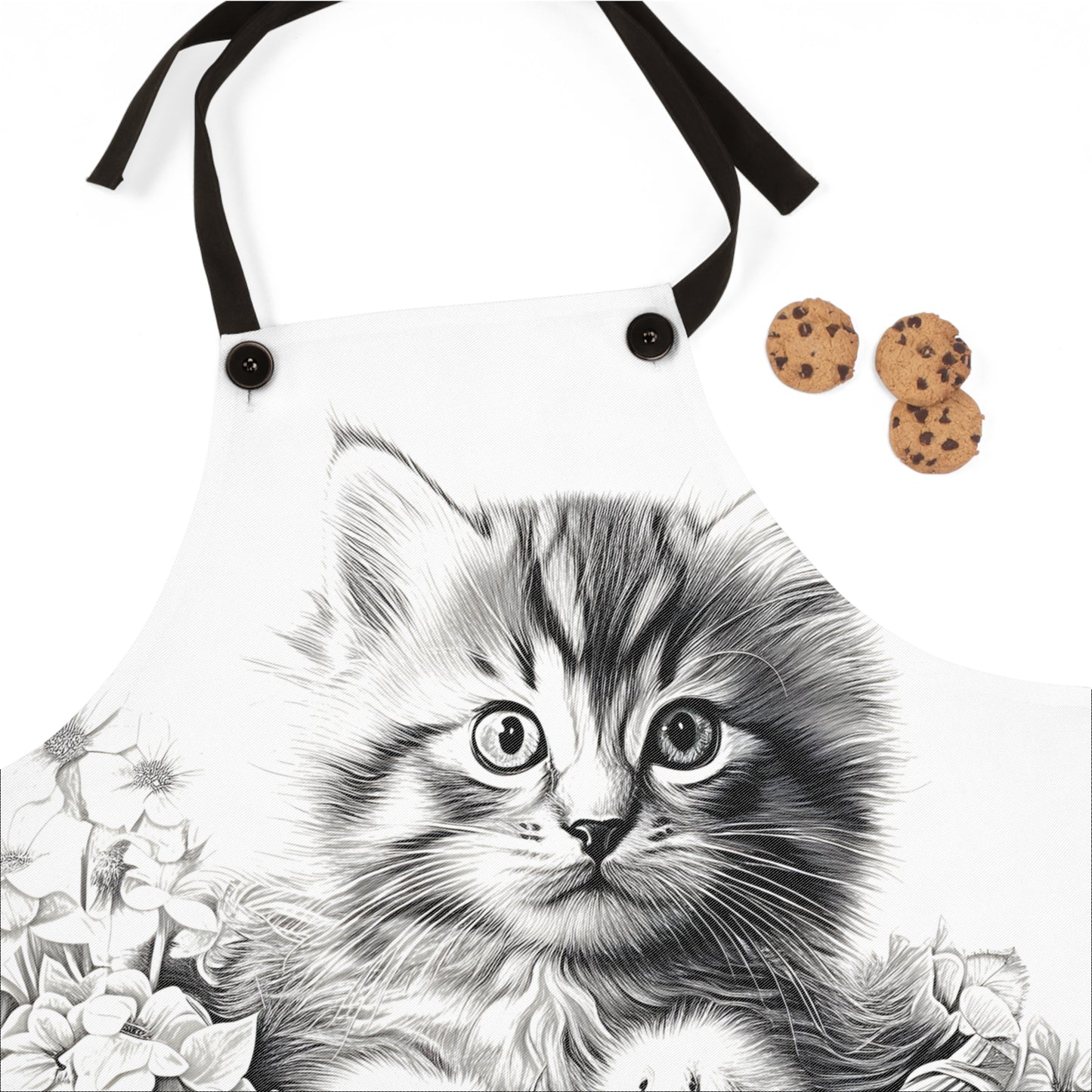 Apron Coloring Kit with 10 Fabric Markers - Kitten in a Basket