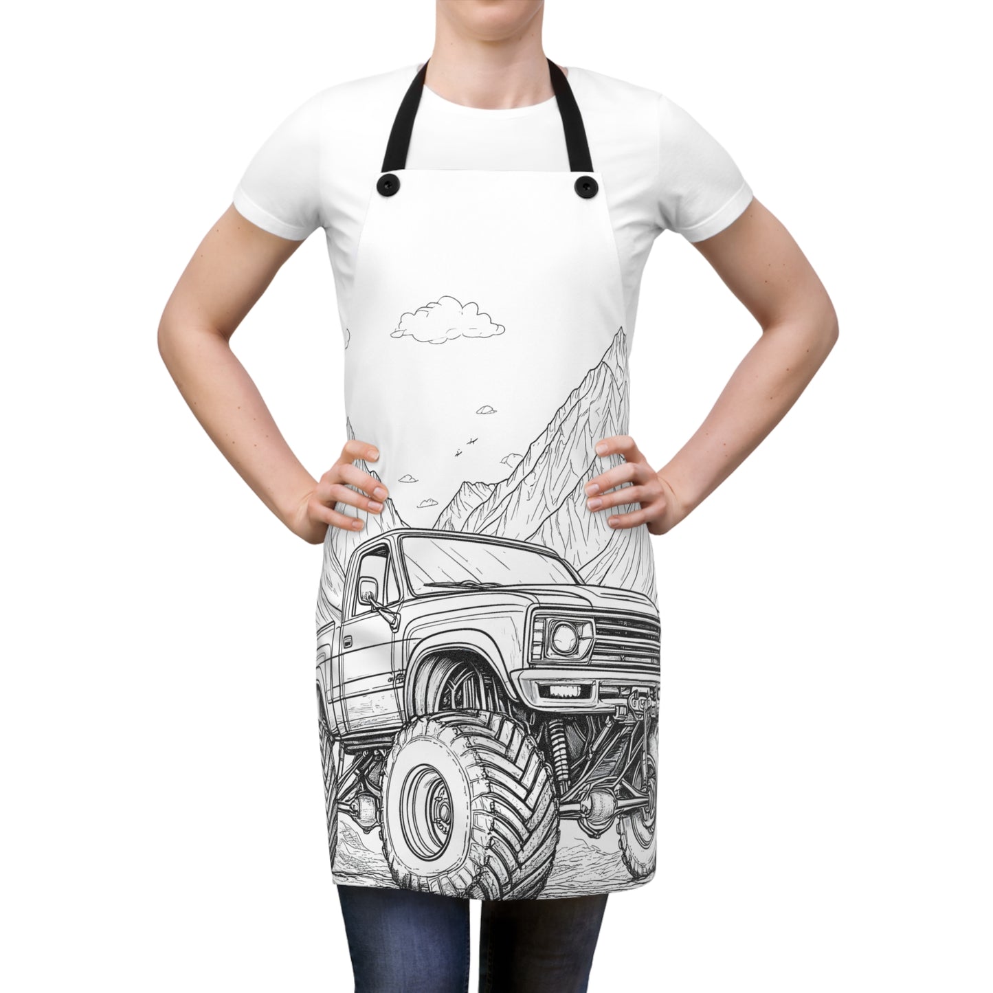 Apron Coloring Kit with 10 Fabric Markers - Monster Truck