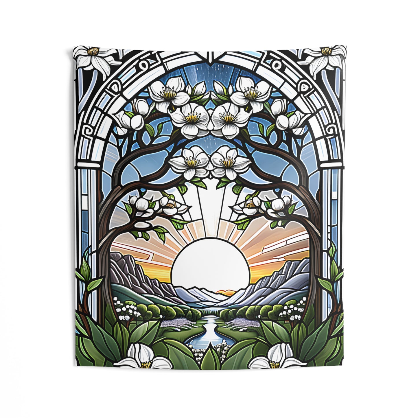 Indoor Wall Tapestries Colorful Graphic Design - Blooming Landscape