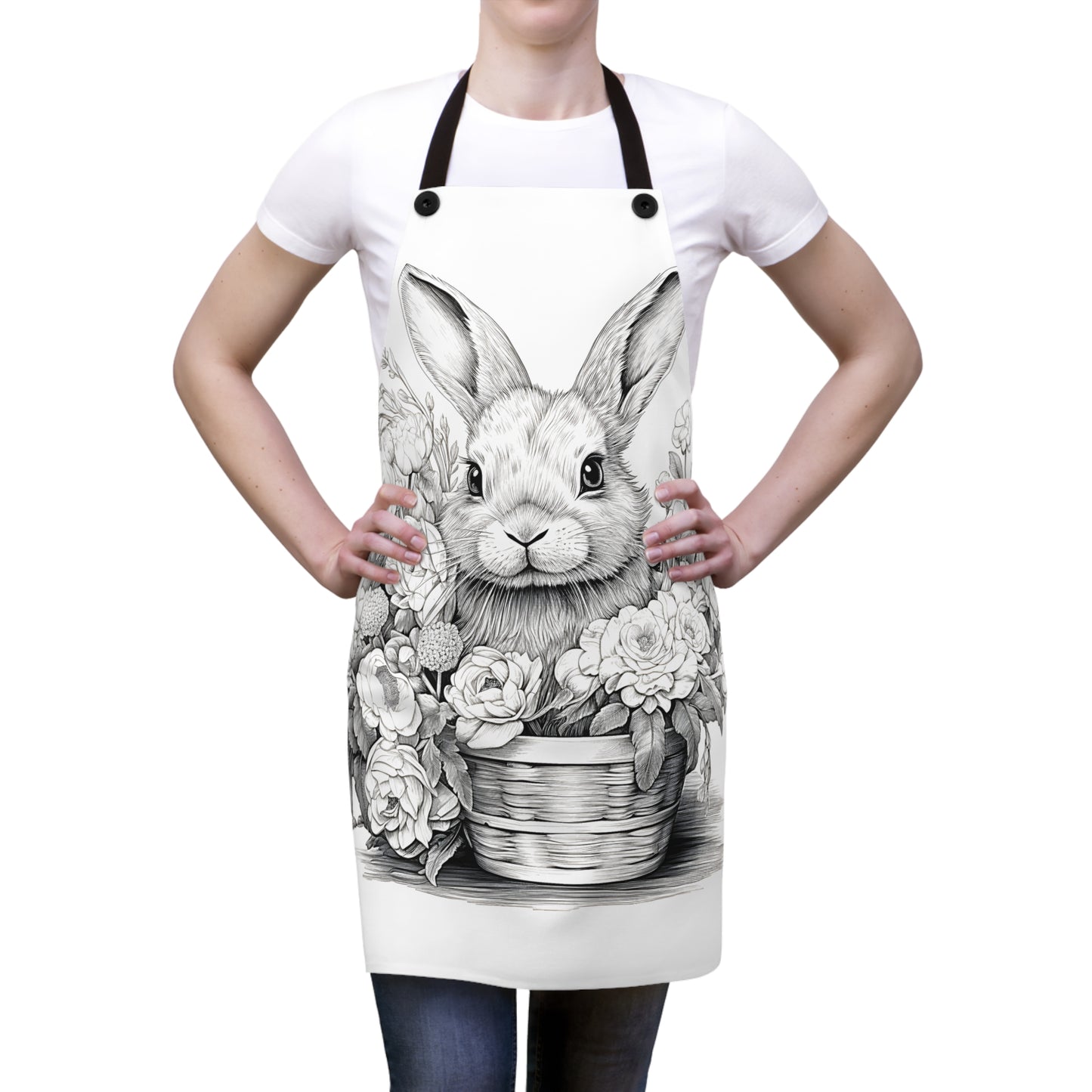 Apron Coloring Kit with 10 Fabric Markers - Rabbit and Flowers