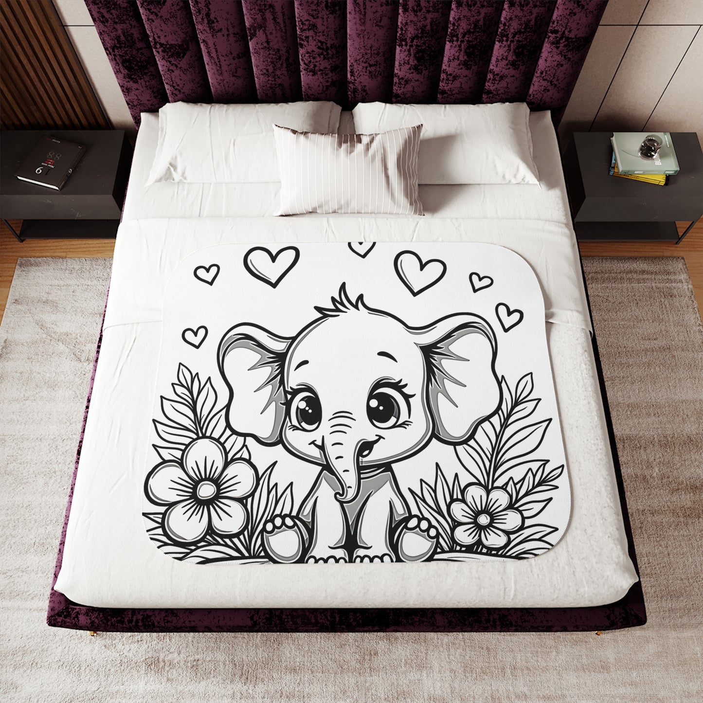 Blanket Coloring Kit with 10 Fabric Markers - Cute Elephant