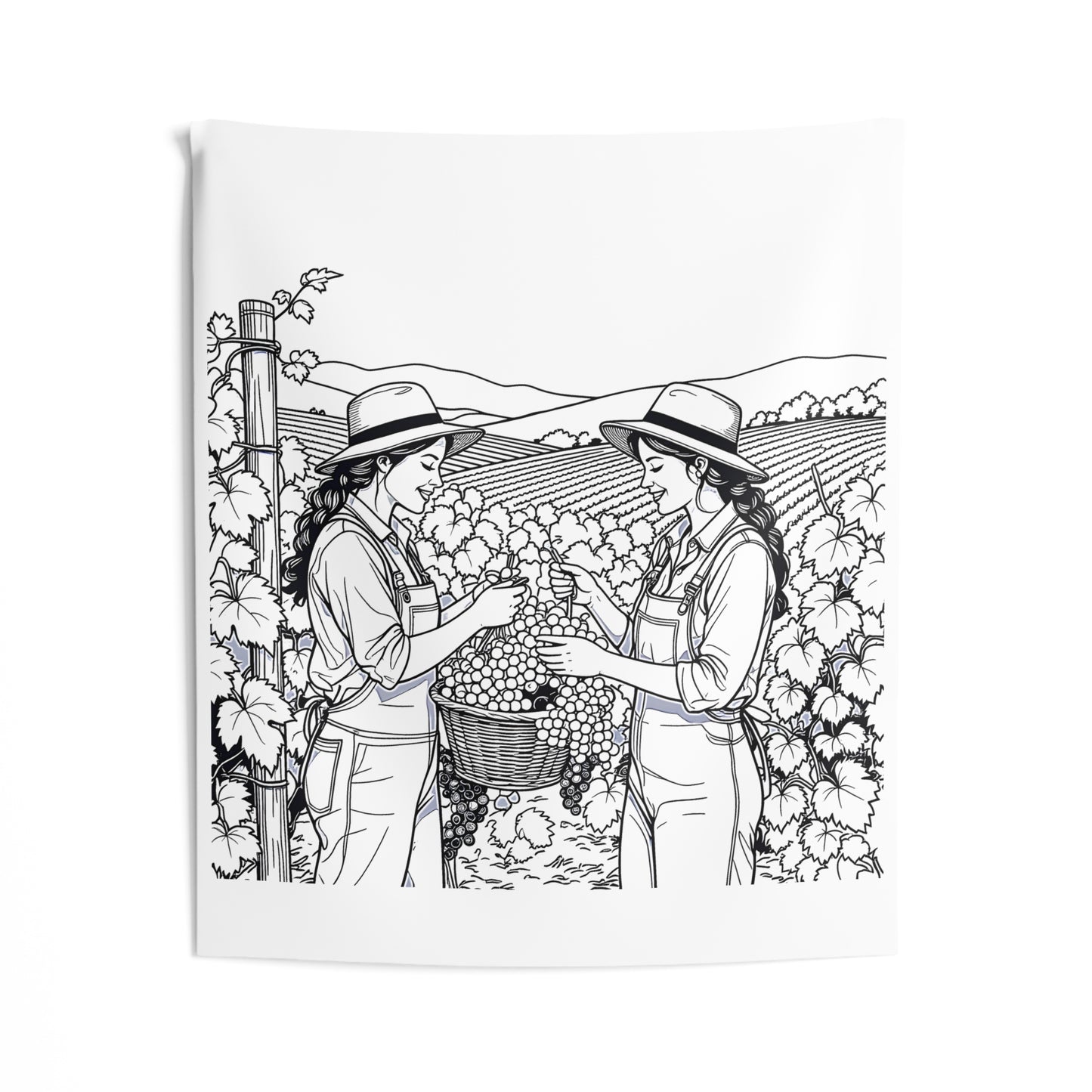 Indoor Wall Tapestries Coloring Kit with 10 Fabric Markers - Grape Harvest