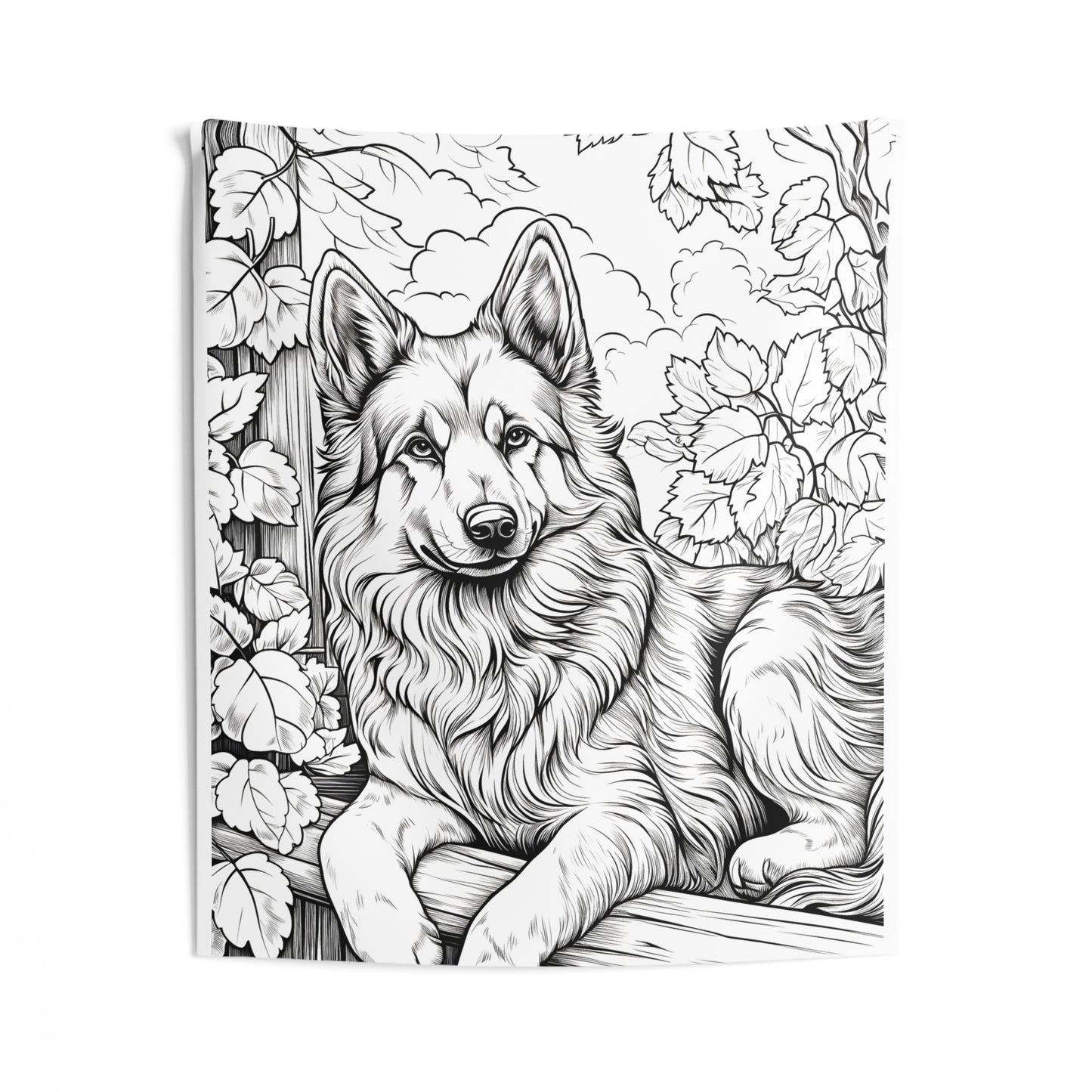 Indoor Wall Tapestries Coloring Kit with 10 Fabric Markers - German Shepherd