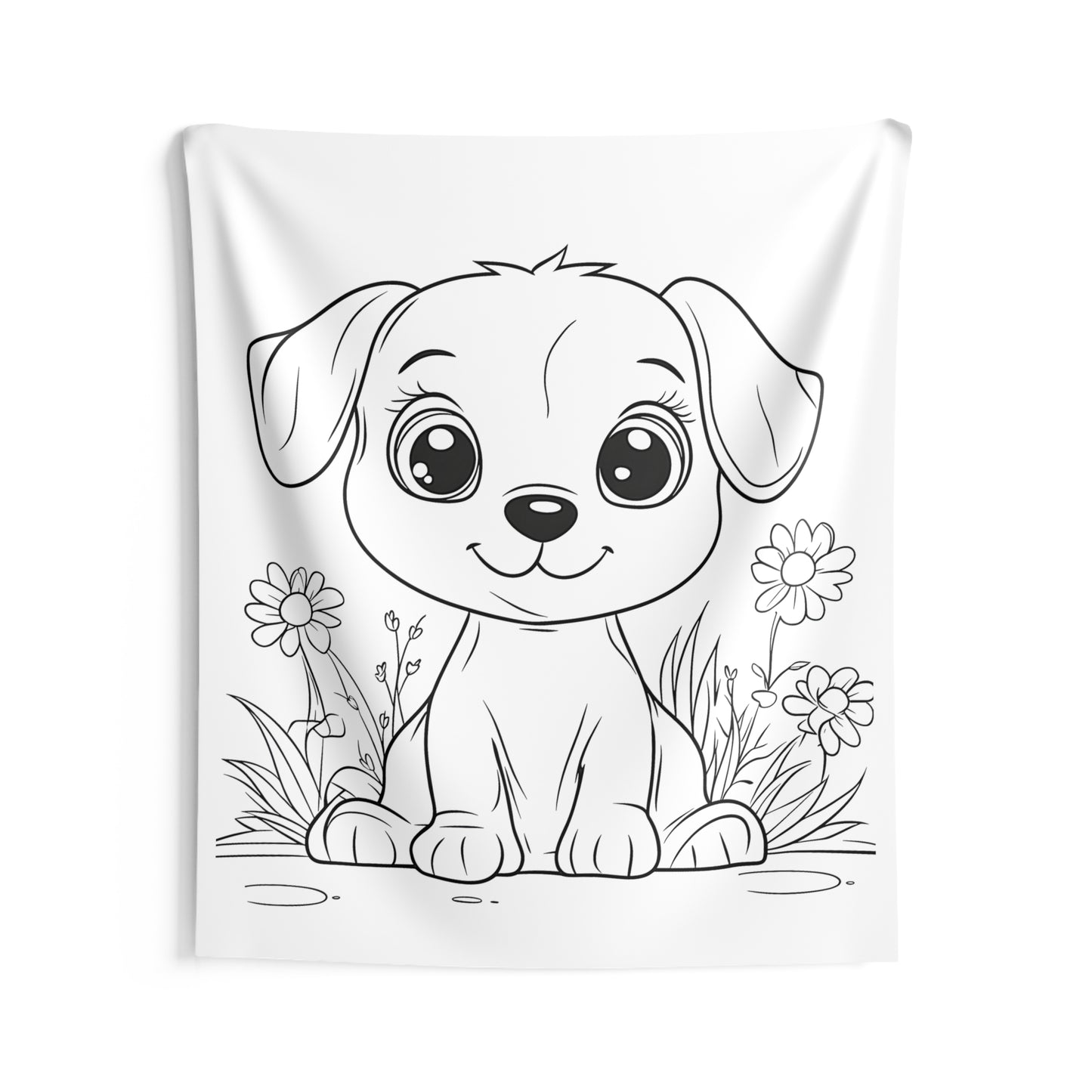 Indoor Wall Tapestries Coloring Kit with 10 Fabric Markers - Puppy