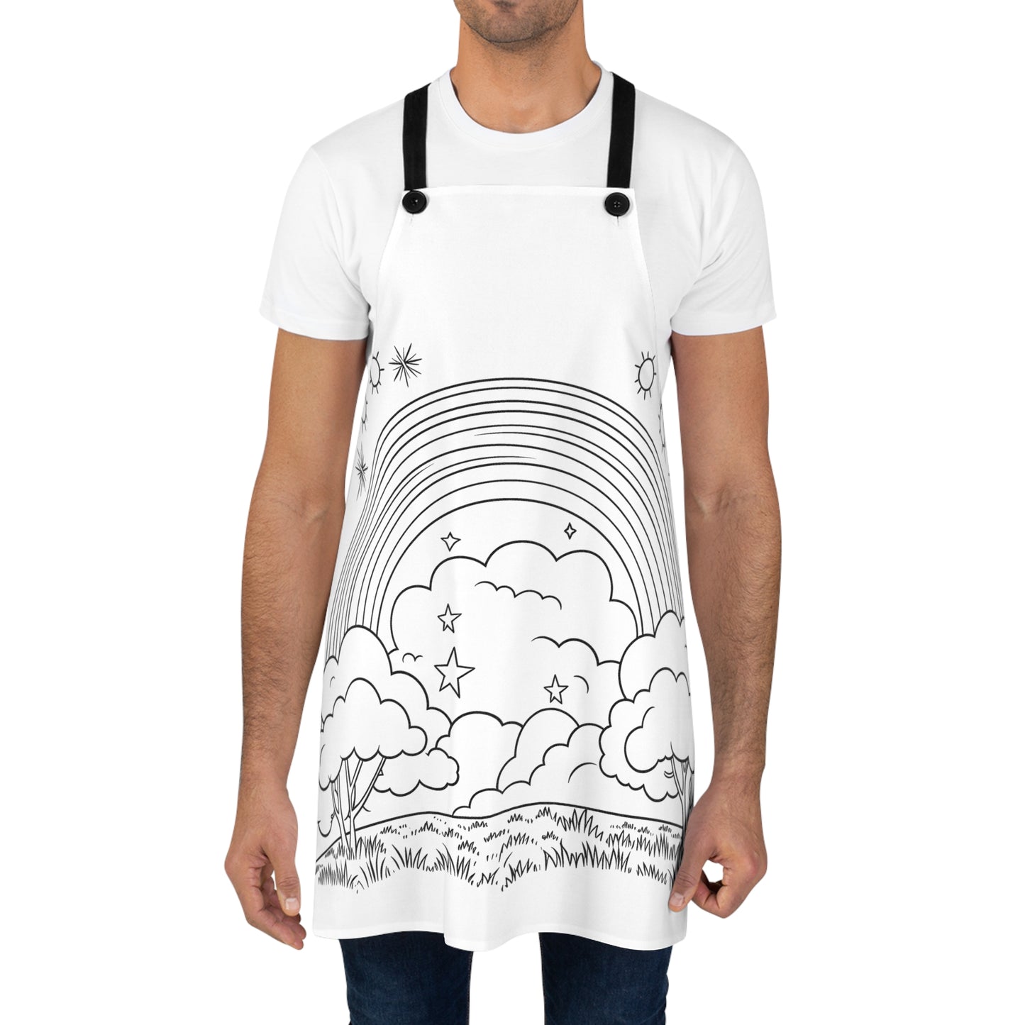 Apron Coloring Kit with 10 Fabric Markers - Rainbow and Clouds
