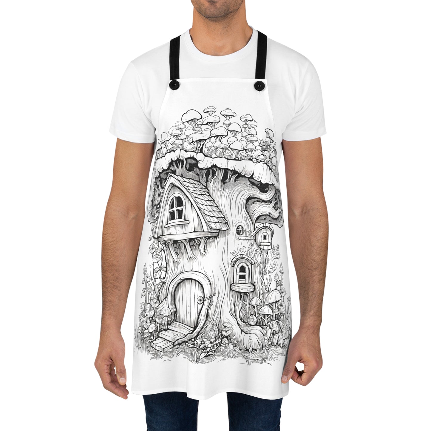 Apron Coloring Kit with 10 Fabric Markers - Mushroom House