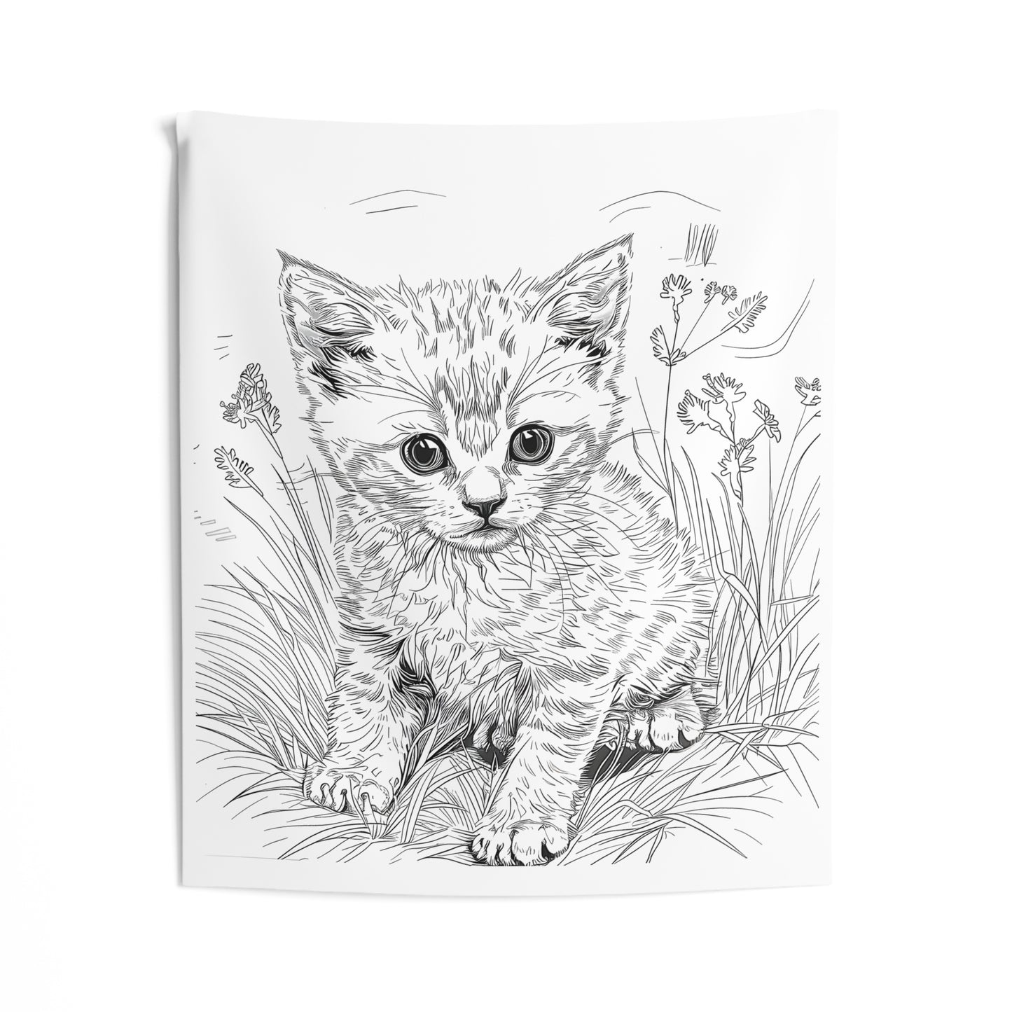 Indoor Wall Tapestries Coloring Kit with 10 Fabric Markers - Kitten