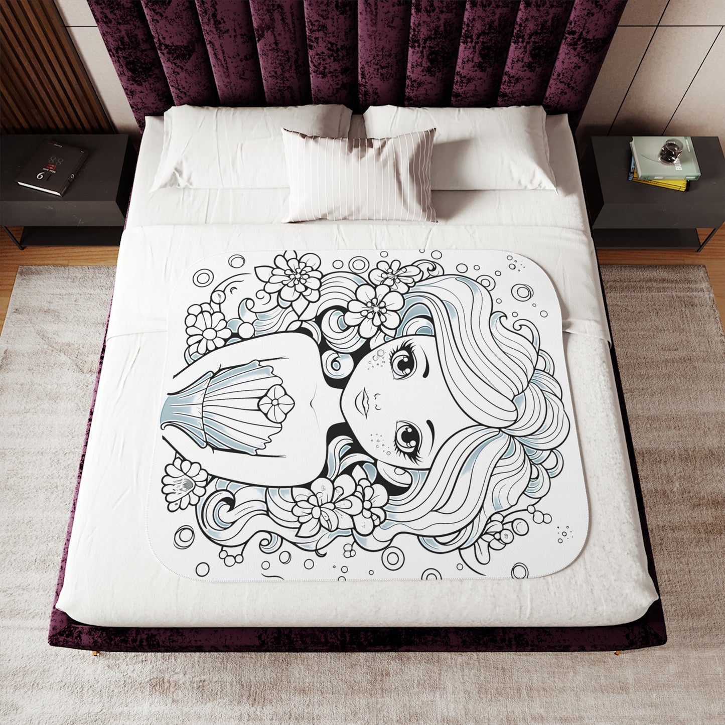 Blanket Coloring Kit with 10 Fabric Markers - Beautiful Mermaid