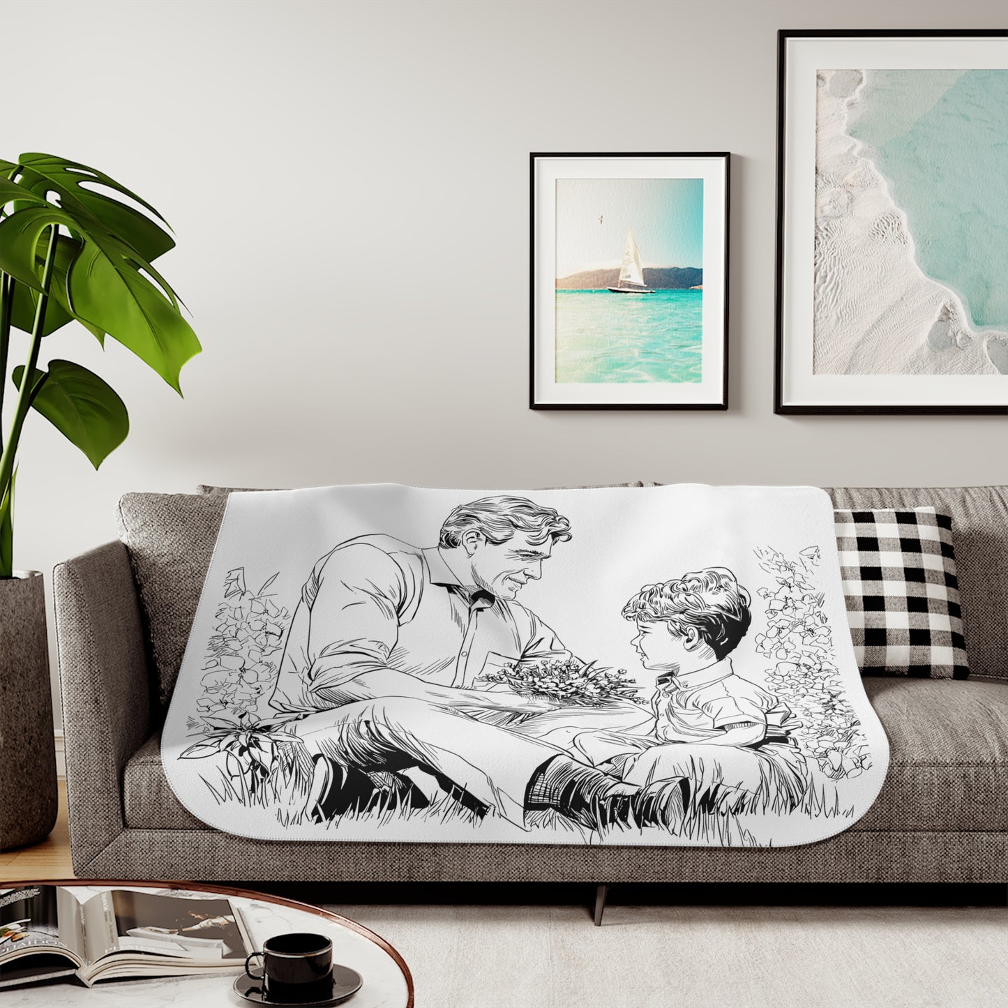 Blanket Coloring Kit with 10 Fabric Markers - Father and Son