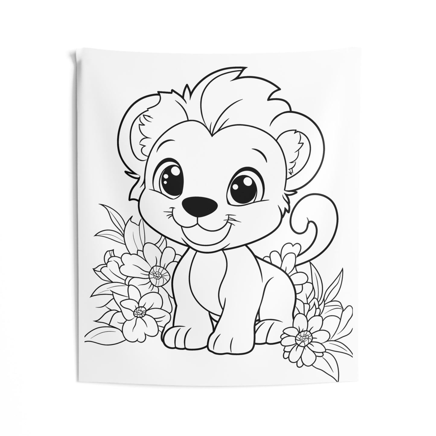 Indoor Wall Tapestries Coloring Kit with 10 Fabric Markers - Cute Lion