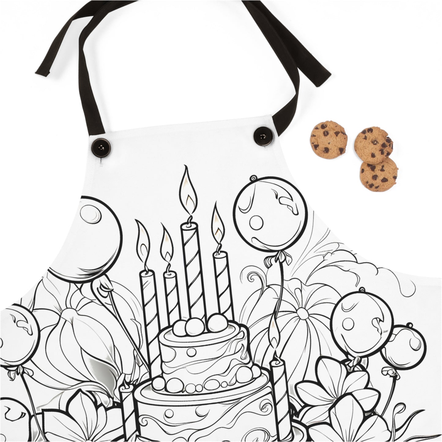 Apron Coloring Kit with 10 Fabric Markers - Birthday Cake