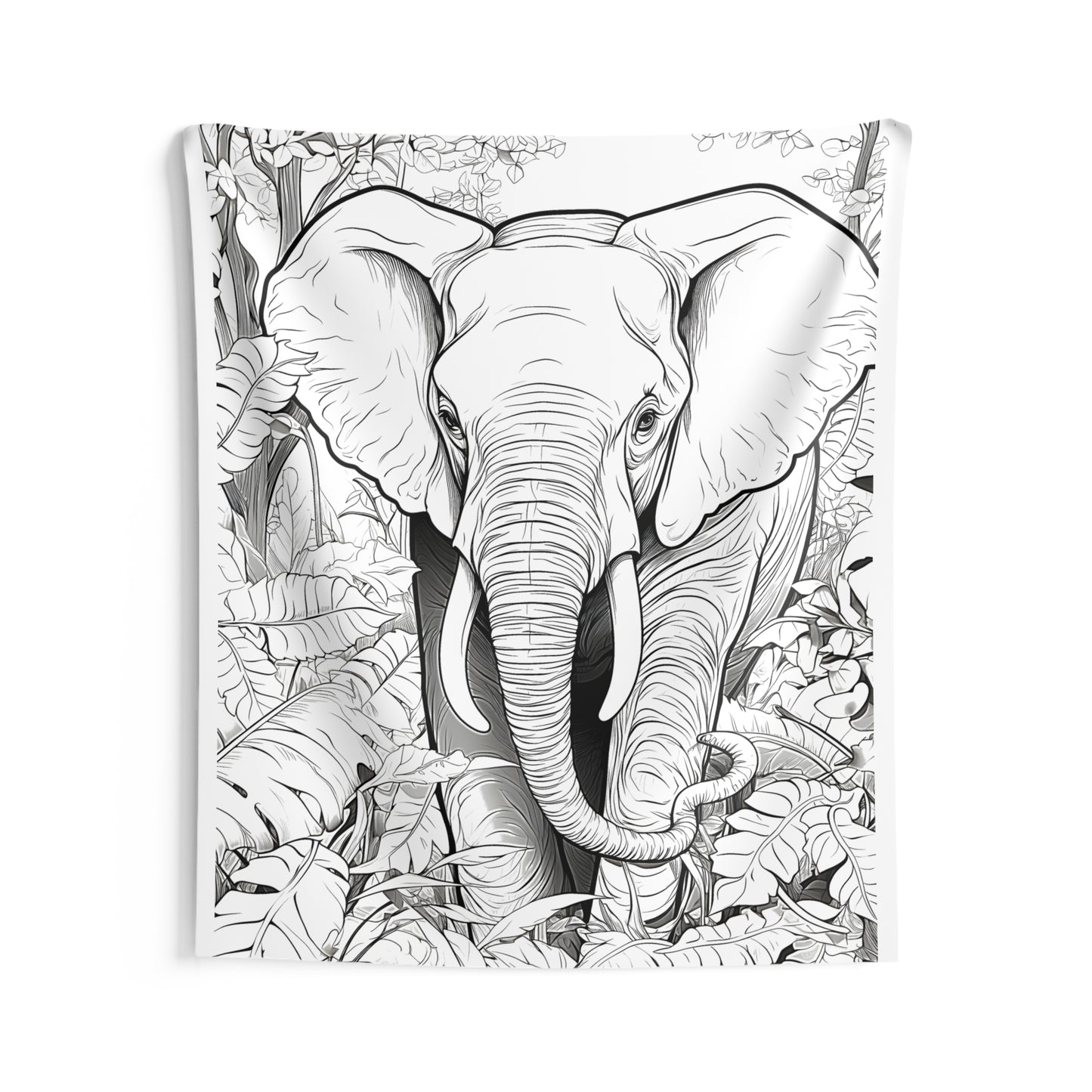 Indoor Wall Tapestries Coloring Kit with 10 Fabric Markers - Jungle Elephant