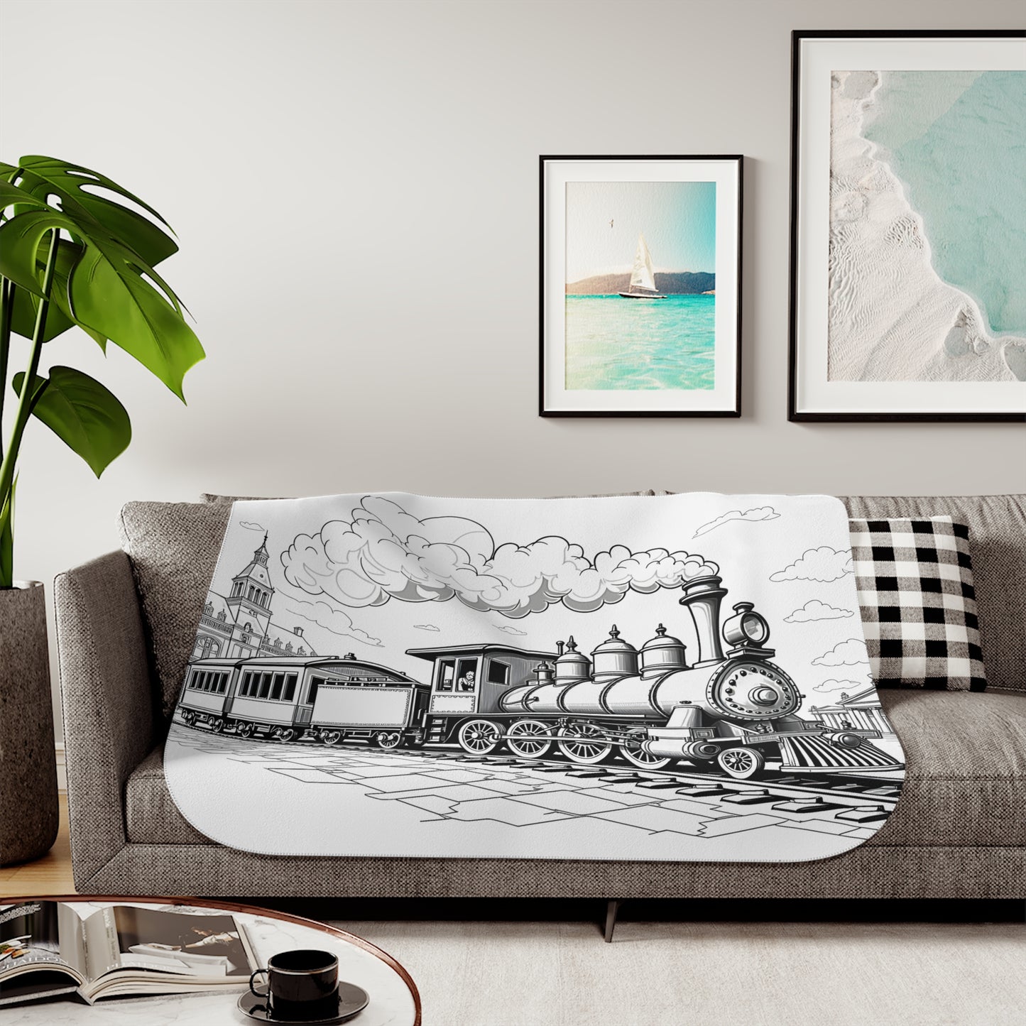 Blanket Coloring Kit with 10 Fabric Markers - Train