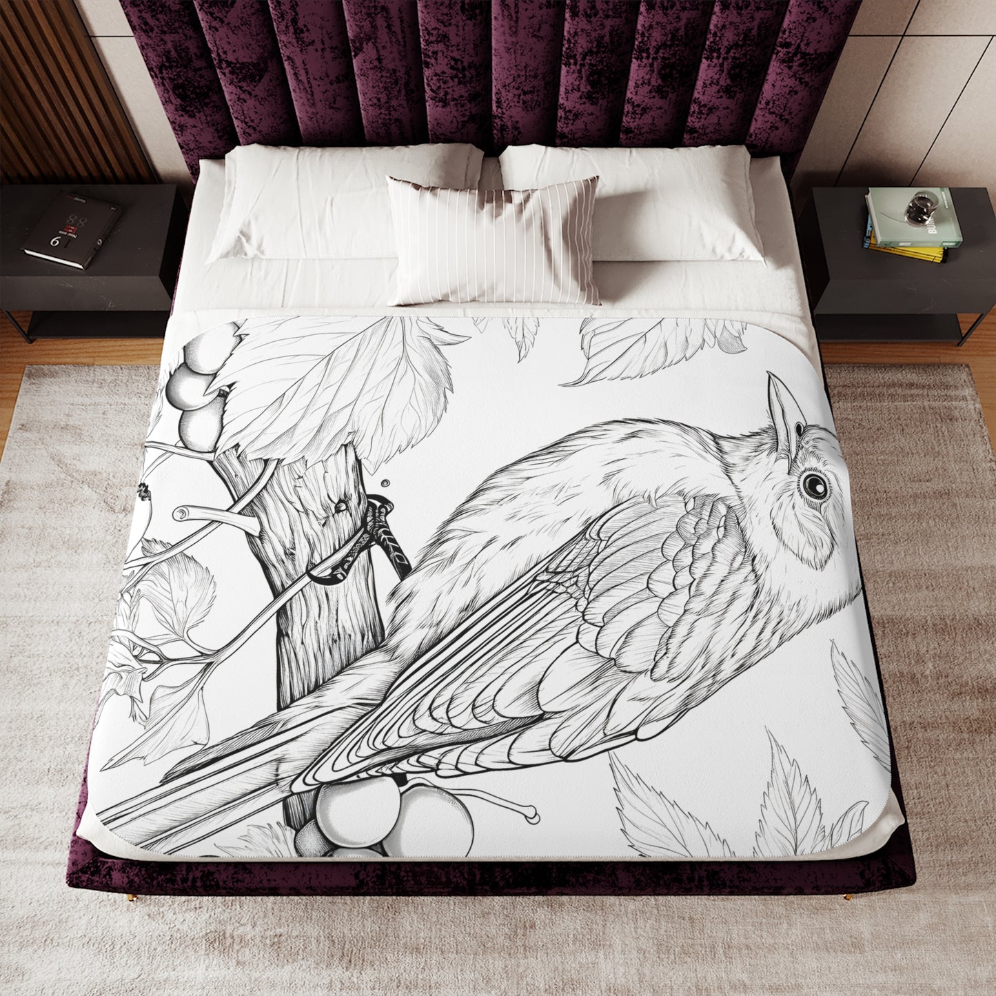 Blanket Coloring Kit with 10 Fabric Markers - Perching Bird