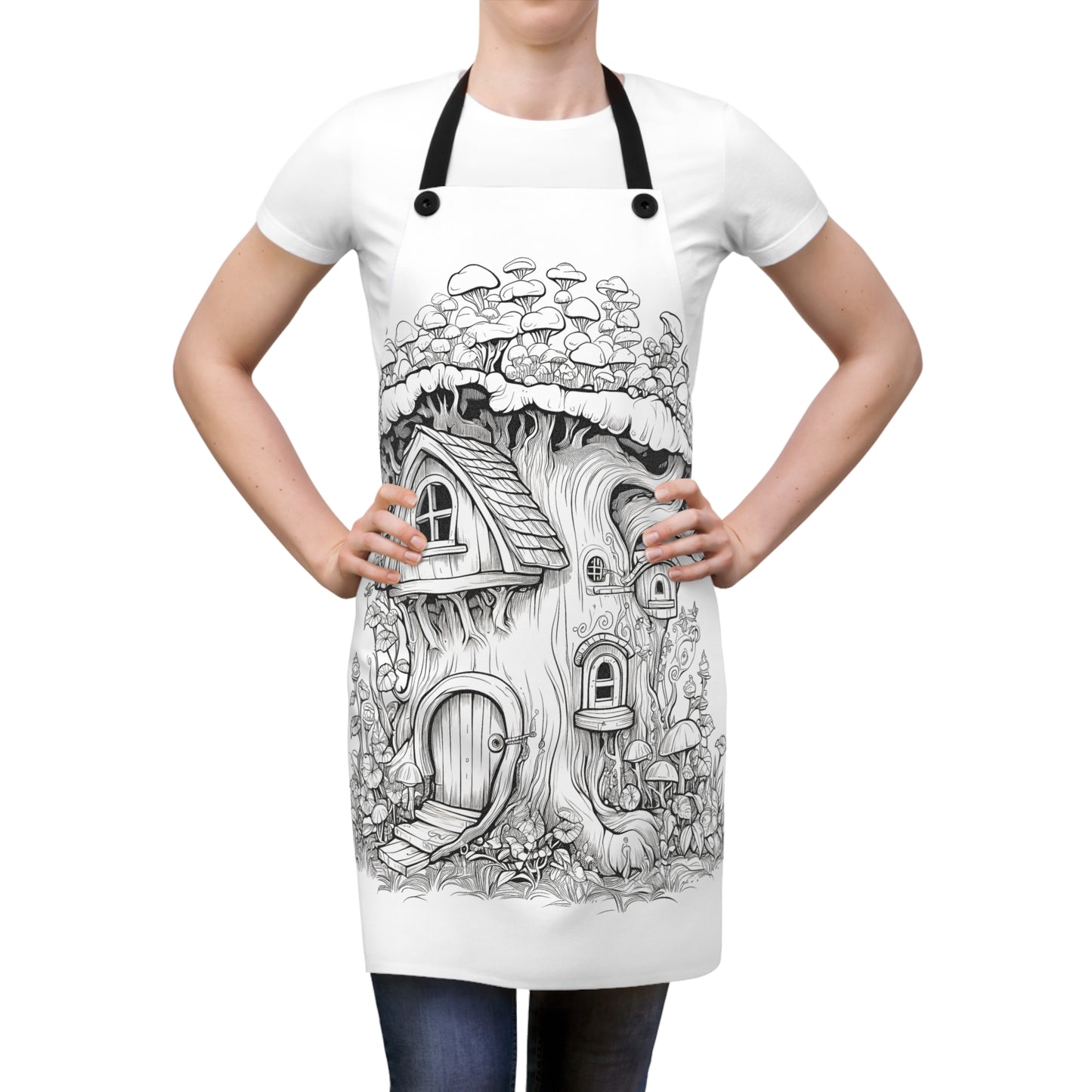 Apron Coloring Kit with 10 Fabric Markers - Mushroom House