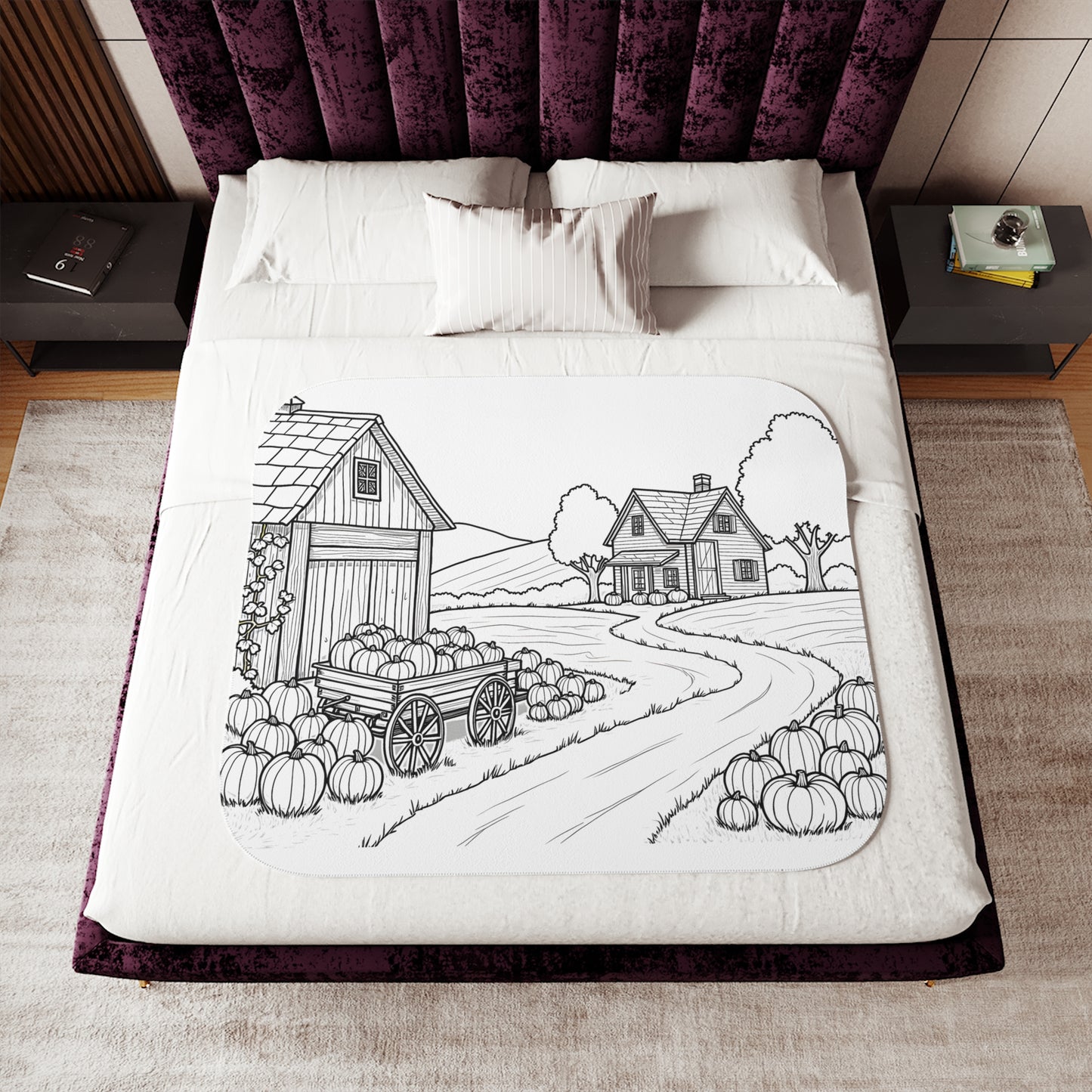 Blanket Coloring Kit with 10 Fabric Markers - Pumpkin Farm