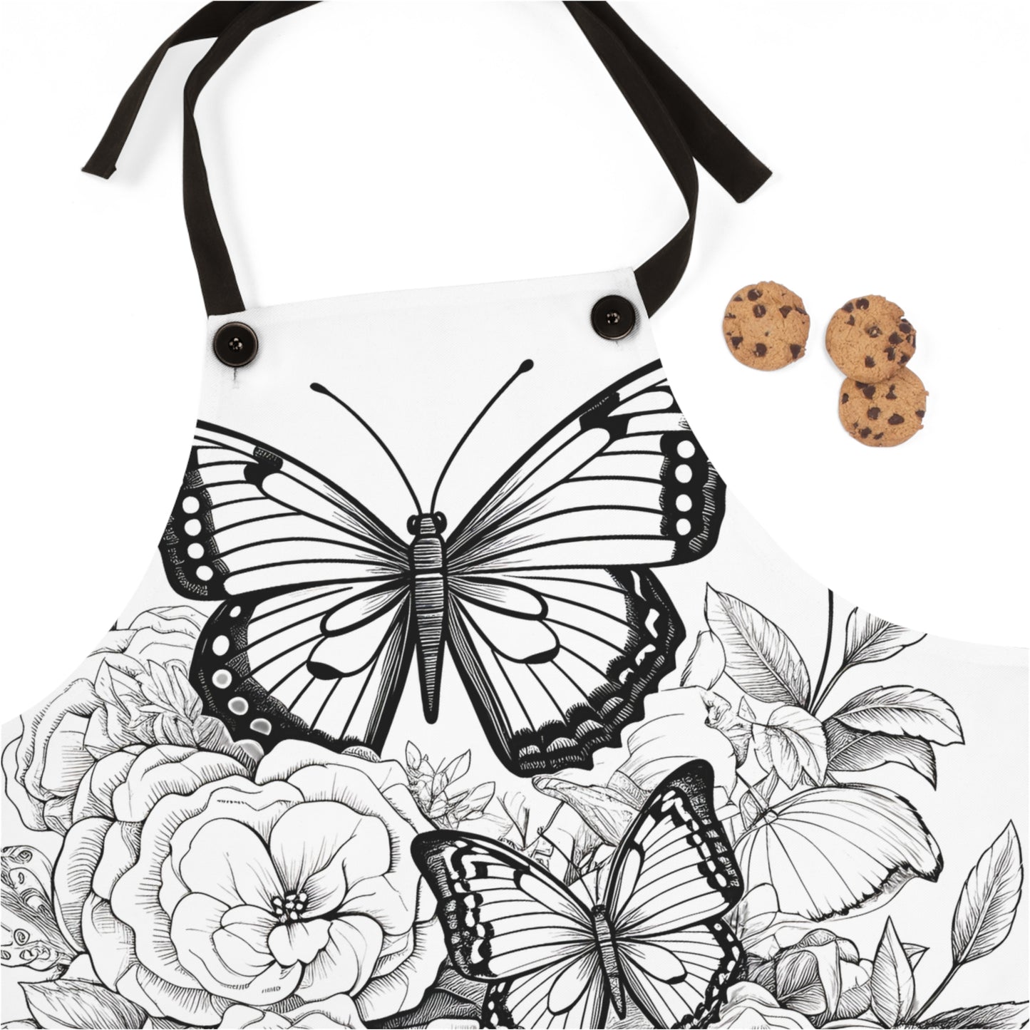 Apron Coloring Kit with 10 Fabric Markers - Butterflies on Flowers