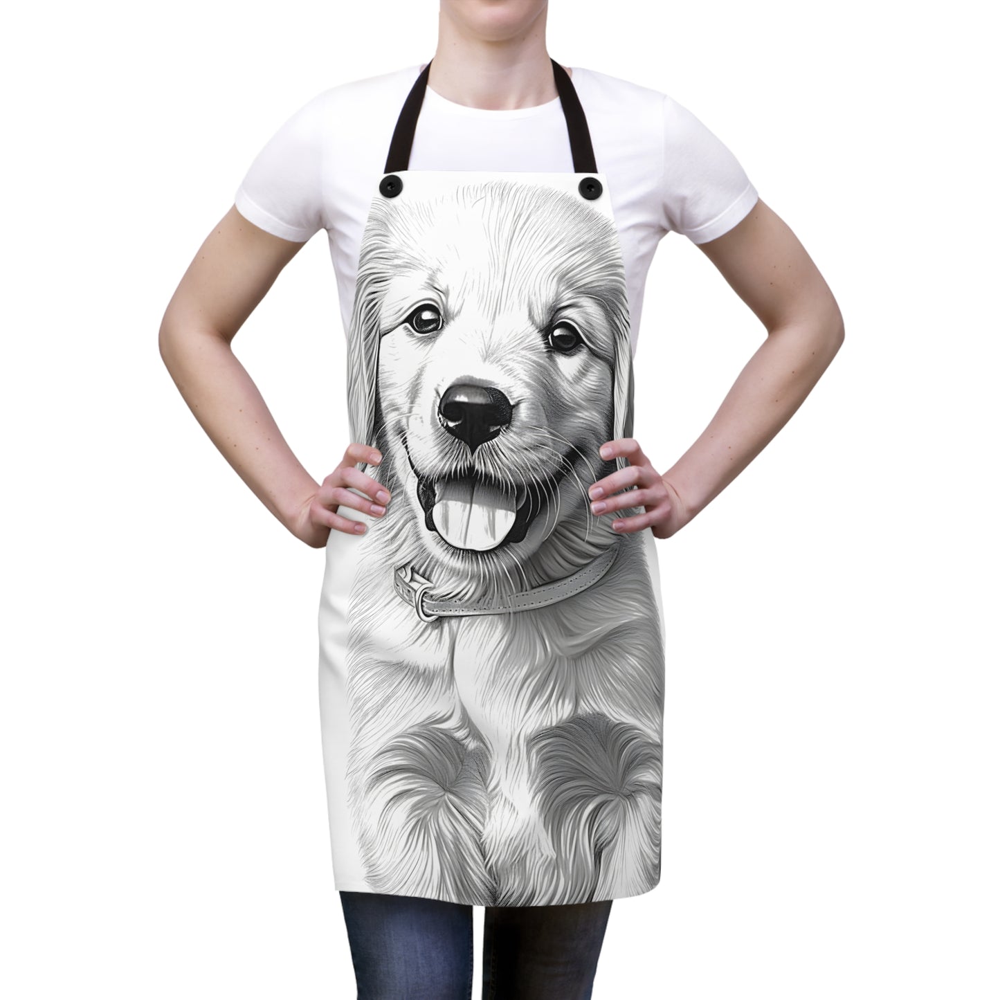 Apron Coloring Kit with 10 Fabric Markers - Golden Retriever Puppy