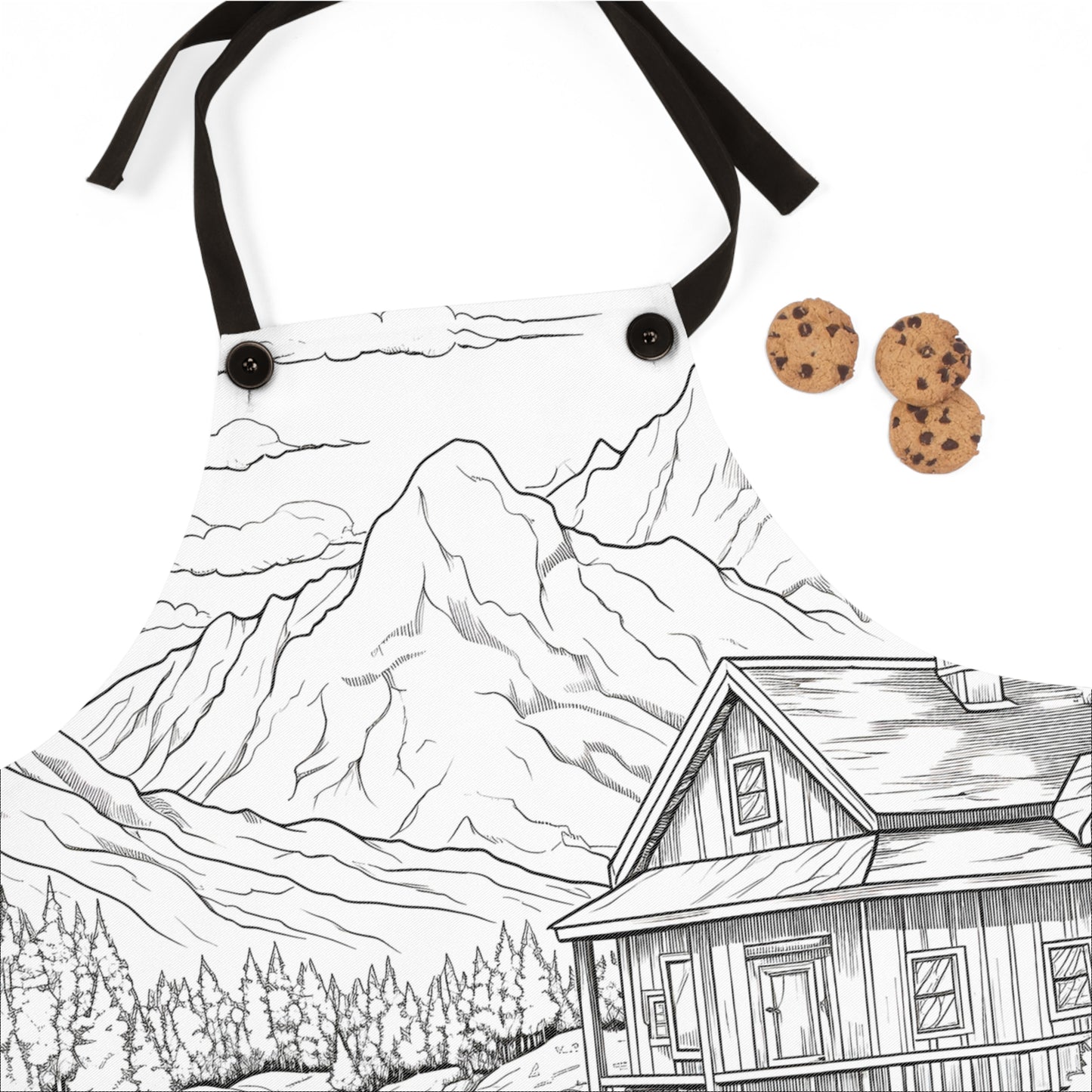 Apron Coloring Kit with 10 Fabric Markers - Mountain Cabin