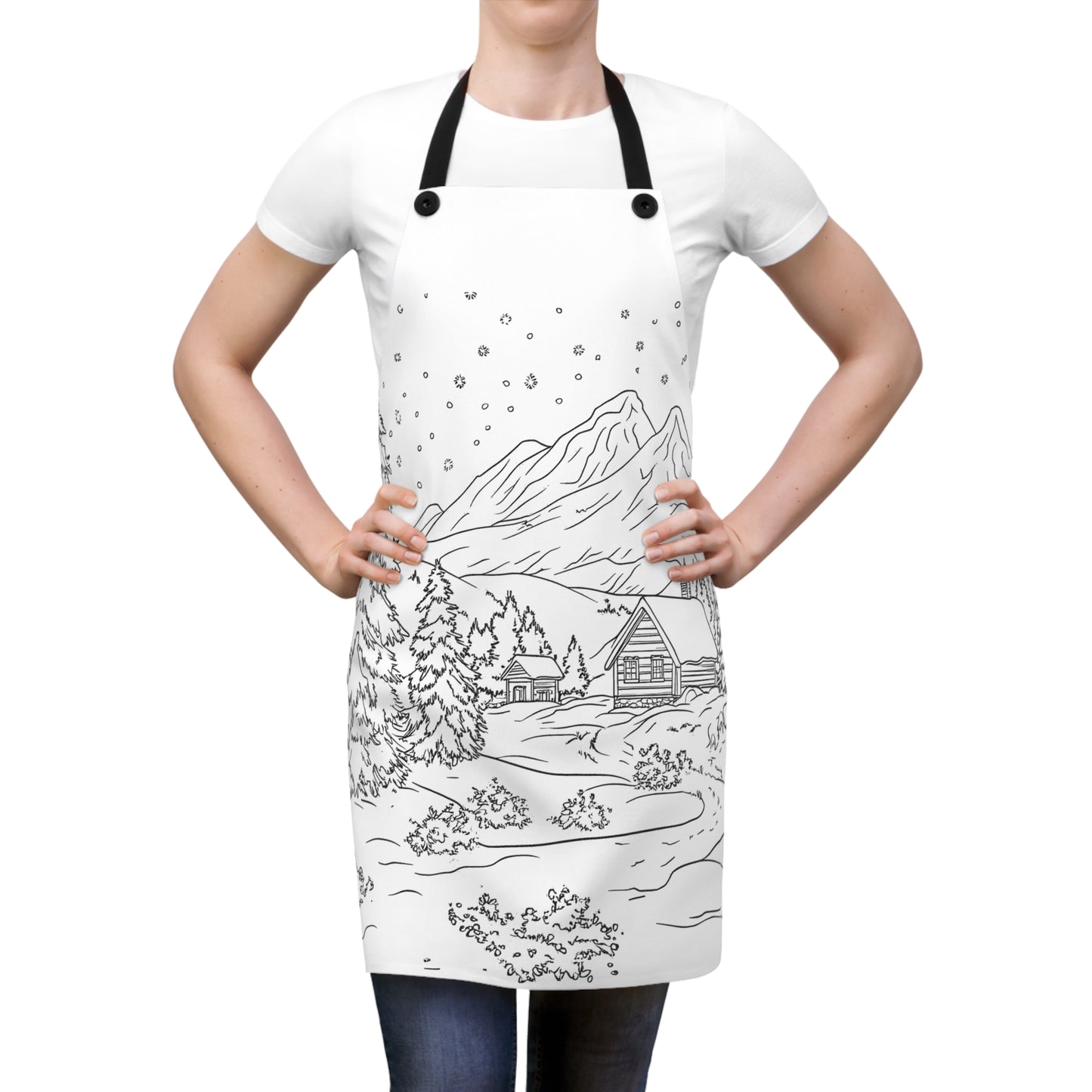 Apron Coloring Kit with 10 Fabric Markers - Winter Landscape