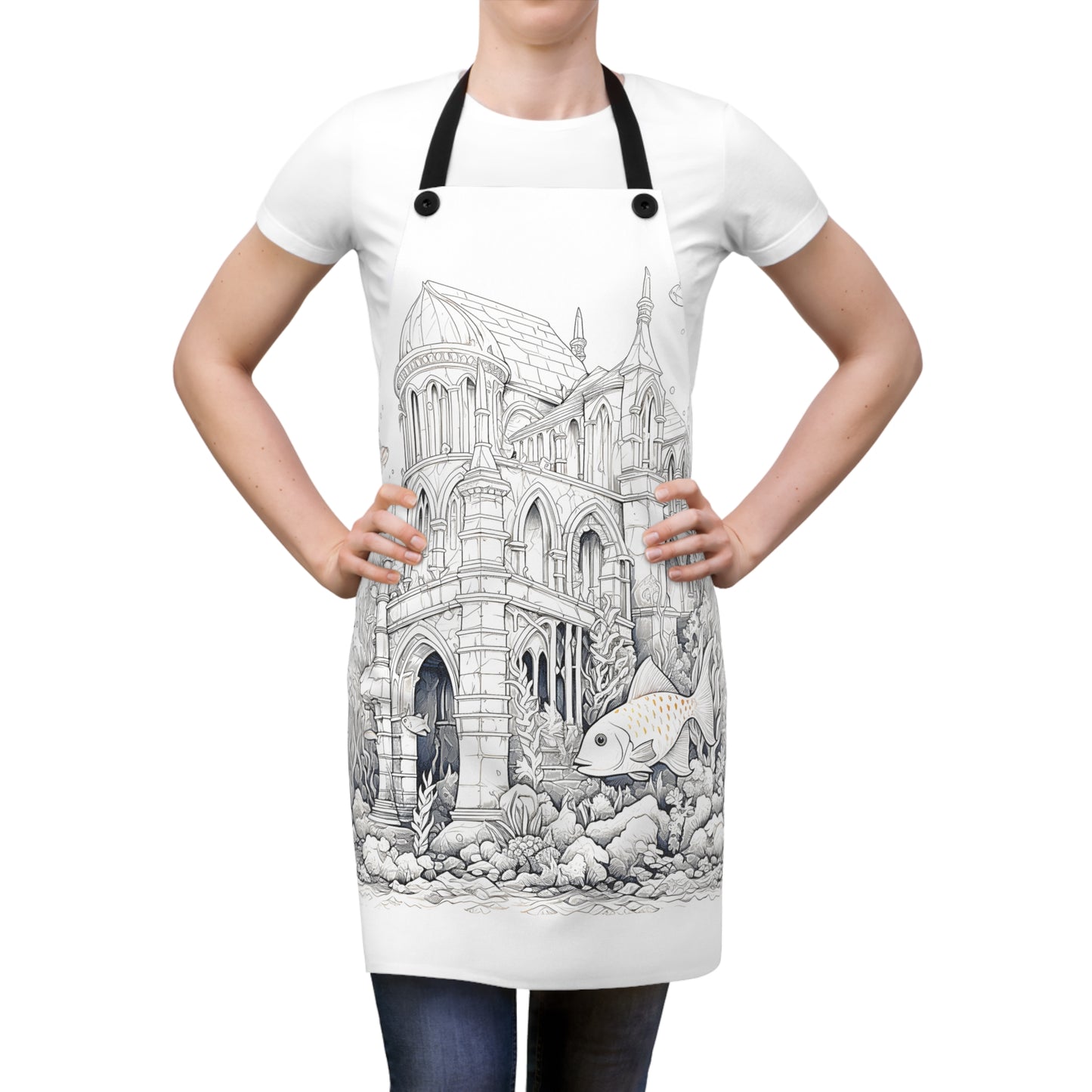 Apron Coloring Kit with 10 Fabric Markers - Underwater Castle