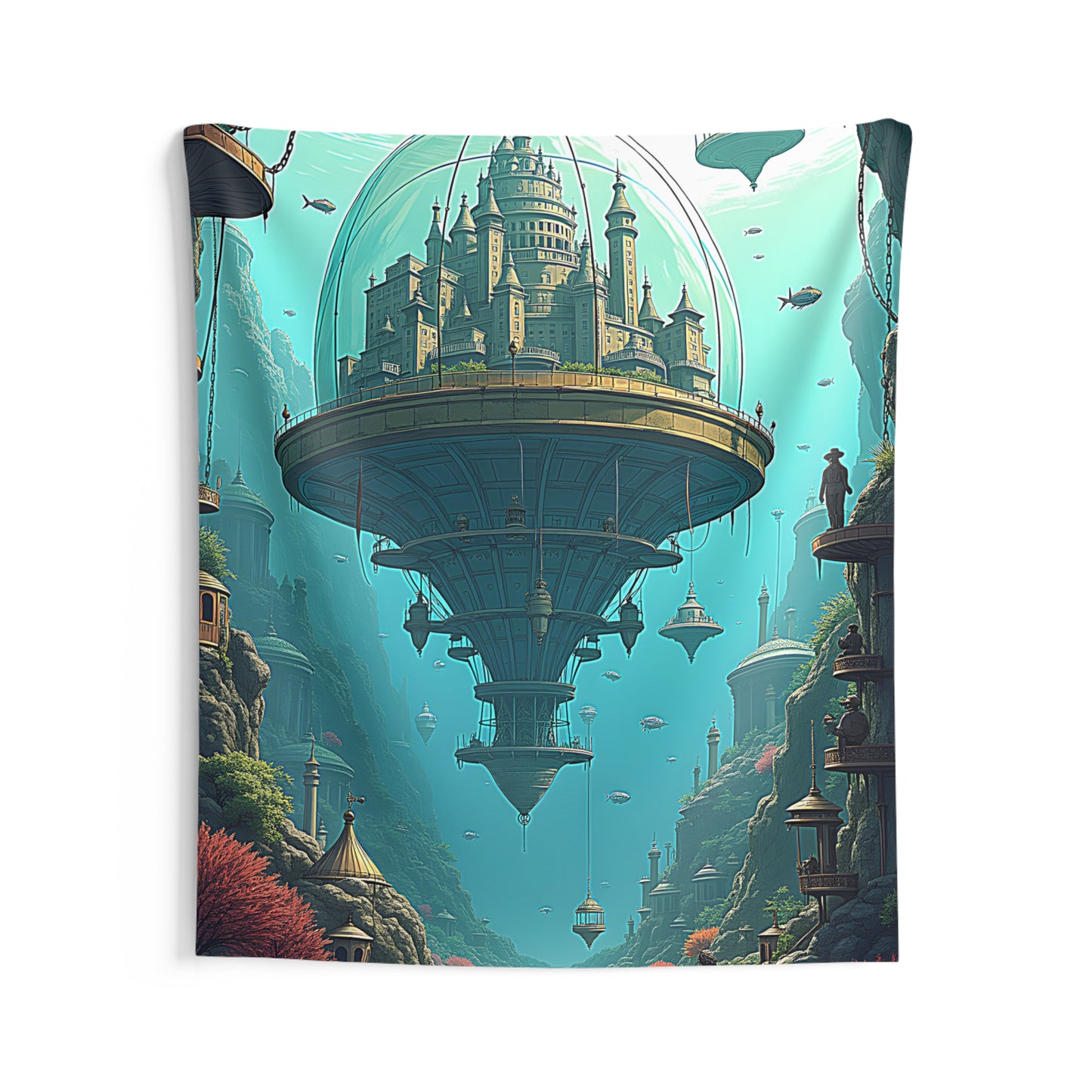 Indoor Wall Tapestries Colorful Graphic Design - Floating City