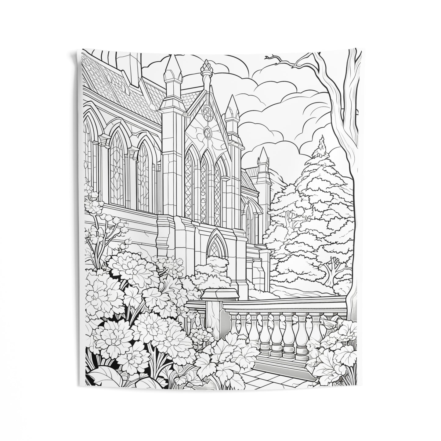 Indoor Wall Tapestries Coloring Kit with 10 Fabric Markers - Gothic Cathedral