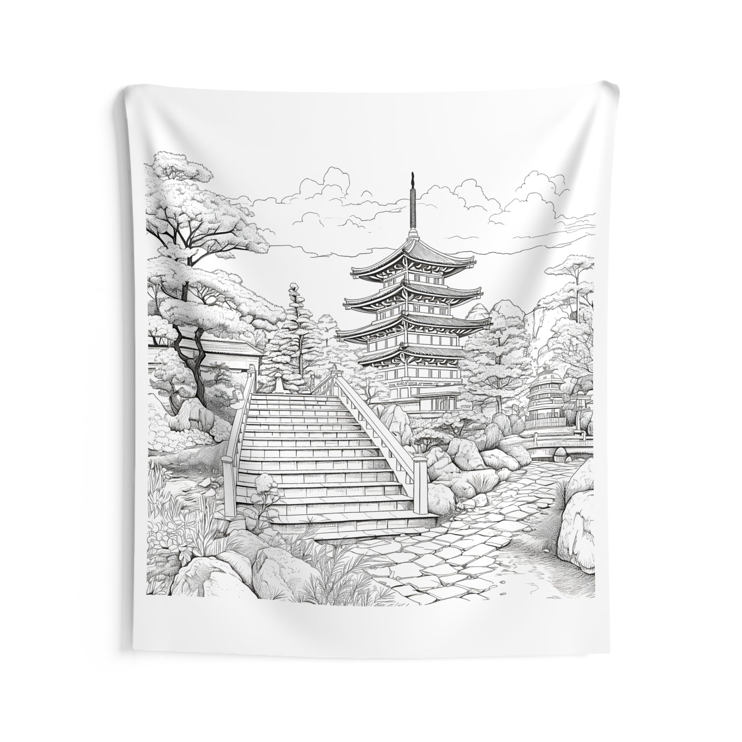 Indoor Wall Tapestries Coloring Kit with 10 Fabric Markers - Pagoda