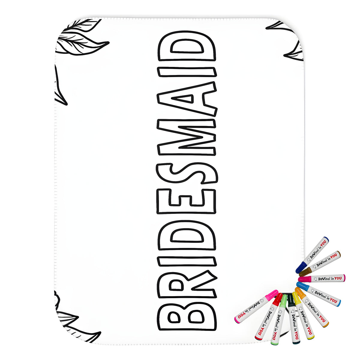 Cozy Blanket with Bridesmaid-themed design featuring beautiful floral patterns and 'Bridesmaid' word in black and white