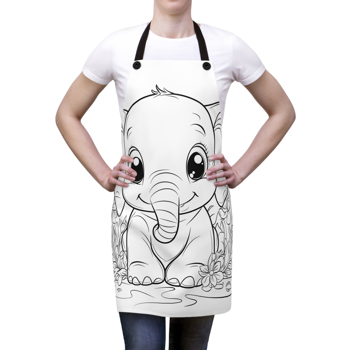 Apron Coloring Kit with 10 Fabric Markers - Baby Elephant