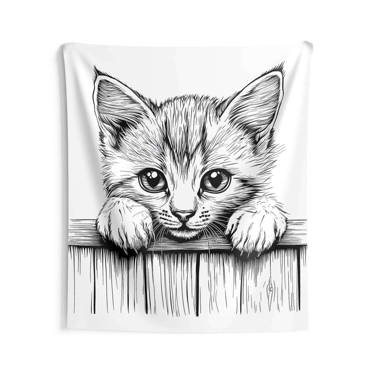 Indoor Wall Tapestries Coloring Kit with 10 Fabric Markers - Kitten