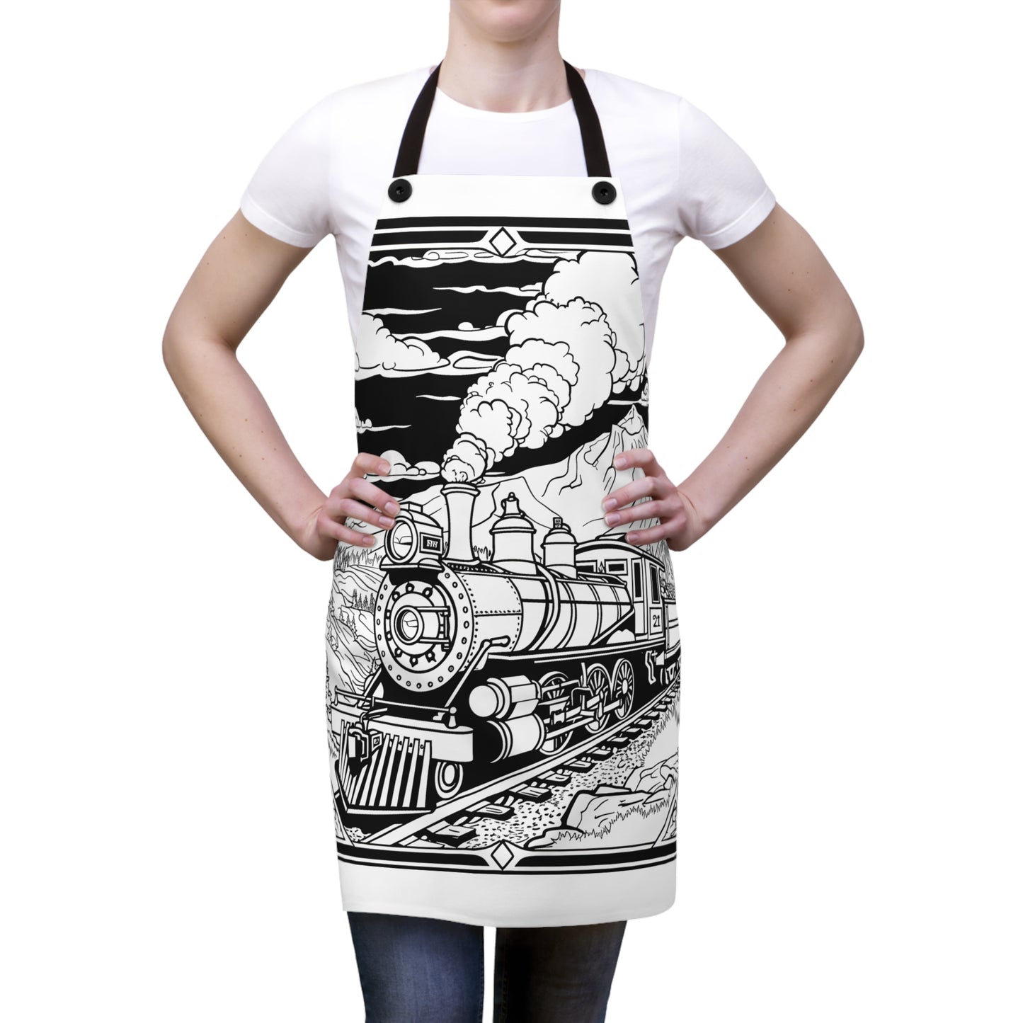 Apron Coloring Kit with 10 Fabric Markers - Steam Train