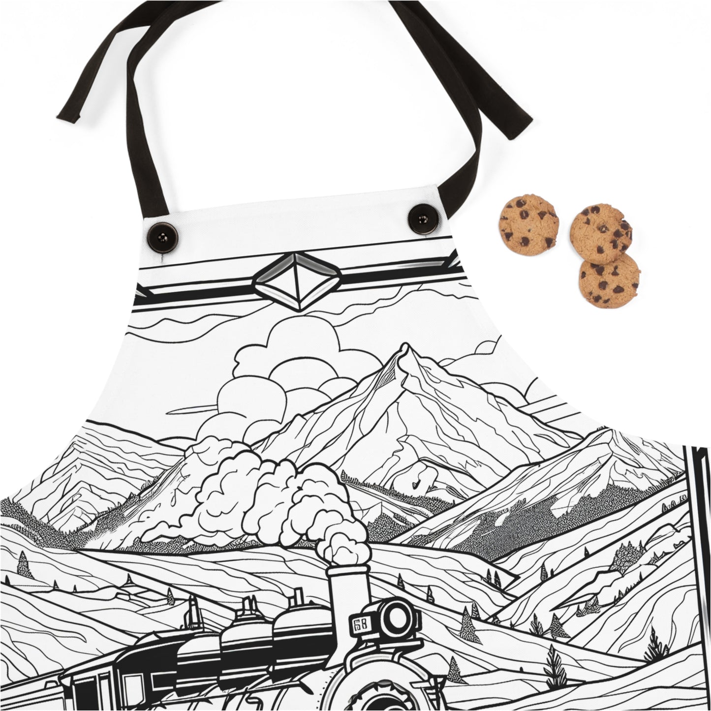 Apron Coloring Kit with 10 Fabric Markers - Steam Engine Train