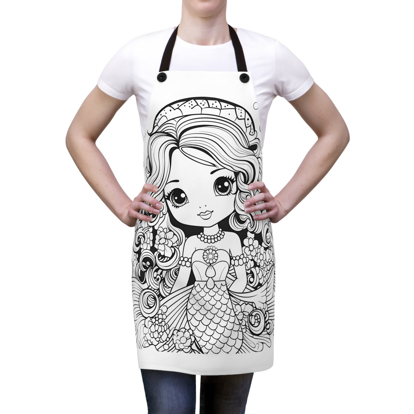 Apron Coloring Kit with 10 Fabric Markers - Cute Mermaid