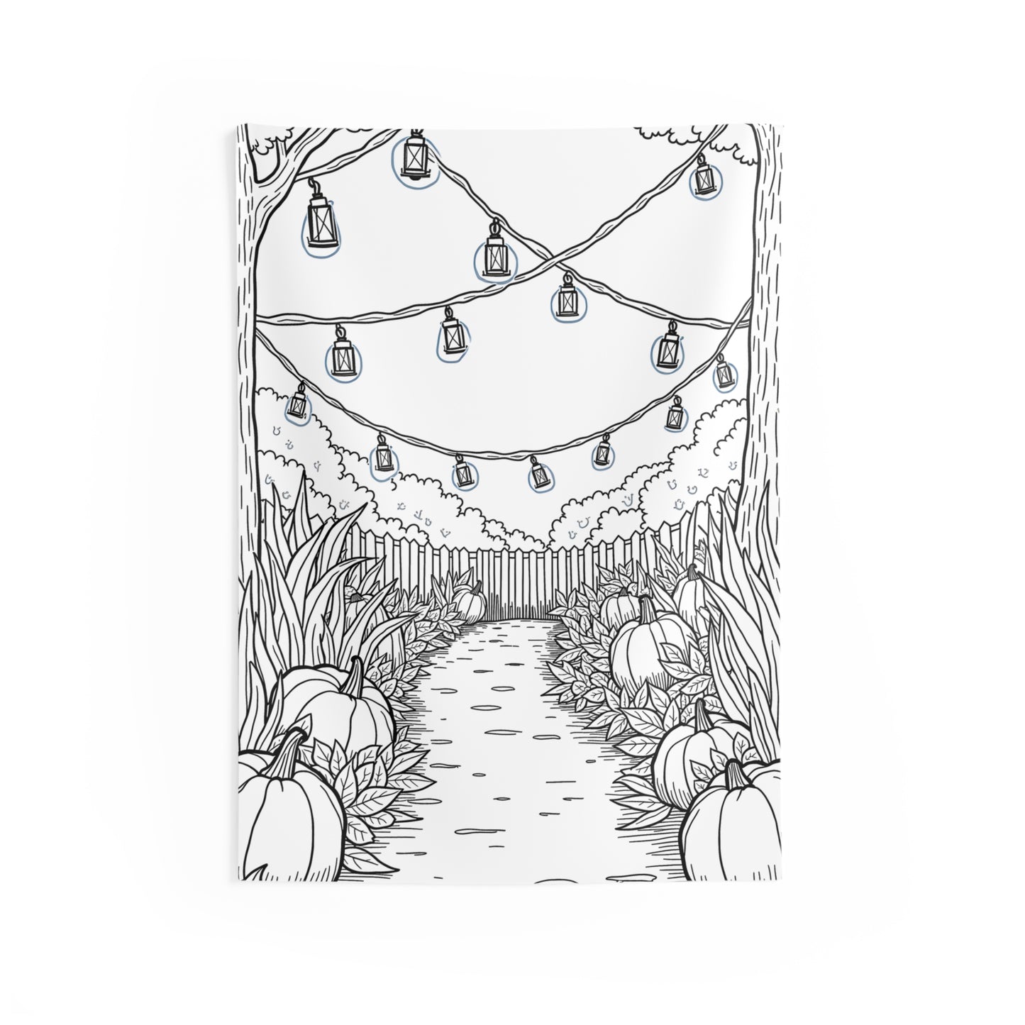 Indoor Wall Tapestries Coloring Kit with 10 Fabric Markers - Pumpkin Pathway