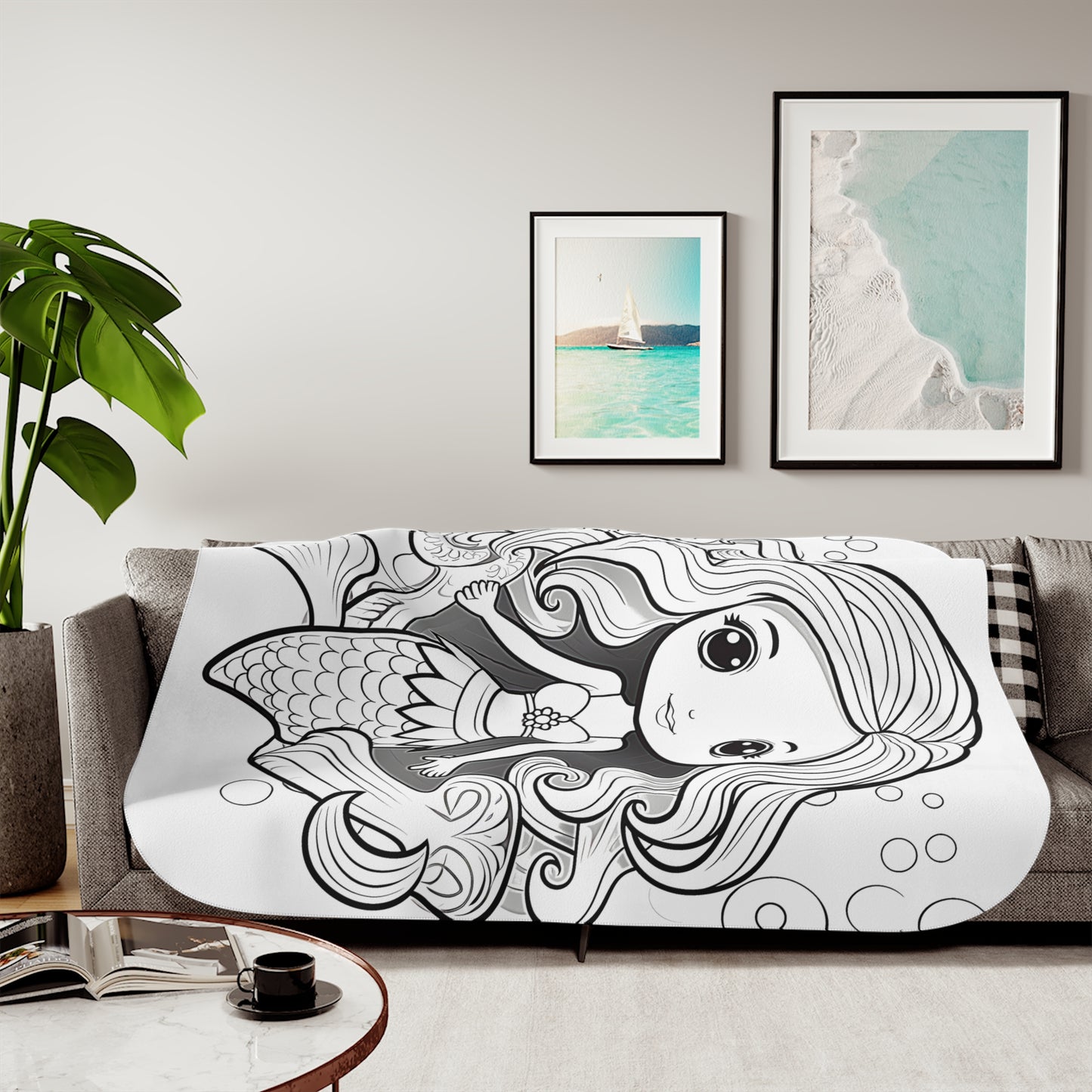 Blanket Coloring Kit with 10 Fabric Markers - Cute Mermaid